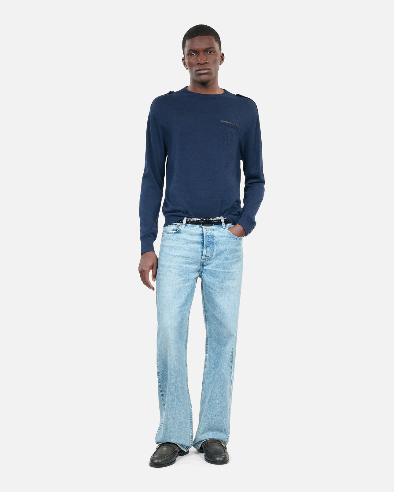 The Kooples MEN DARK BLUE blue merino wool sweater