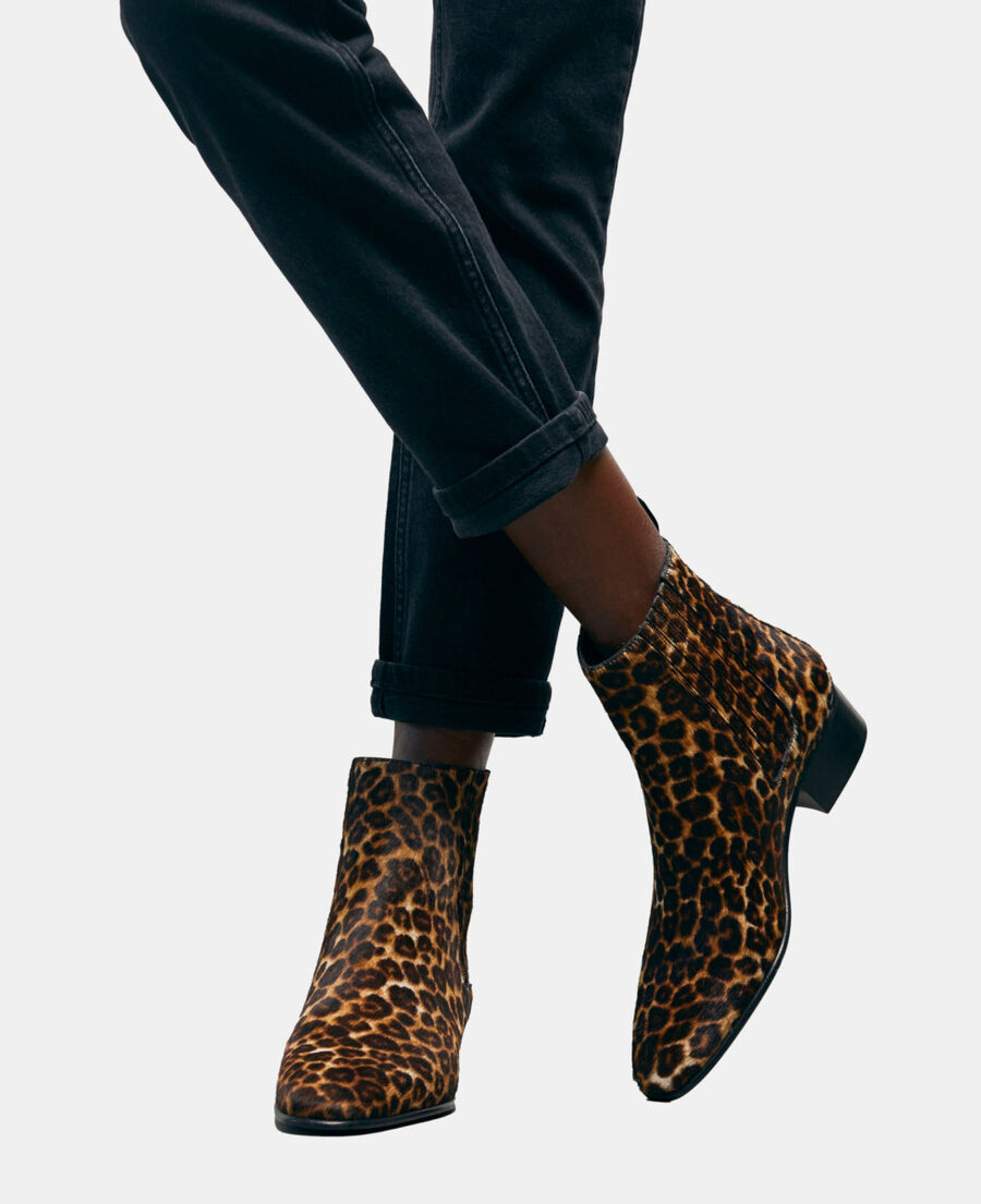 The Kooples F LEOPARD leopard print leather boots
