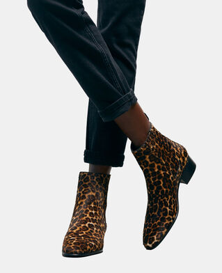 The Kooples F LEOPARD leopard print leather boots