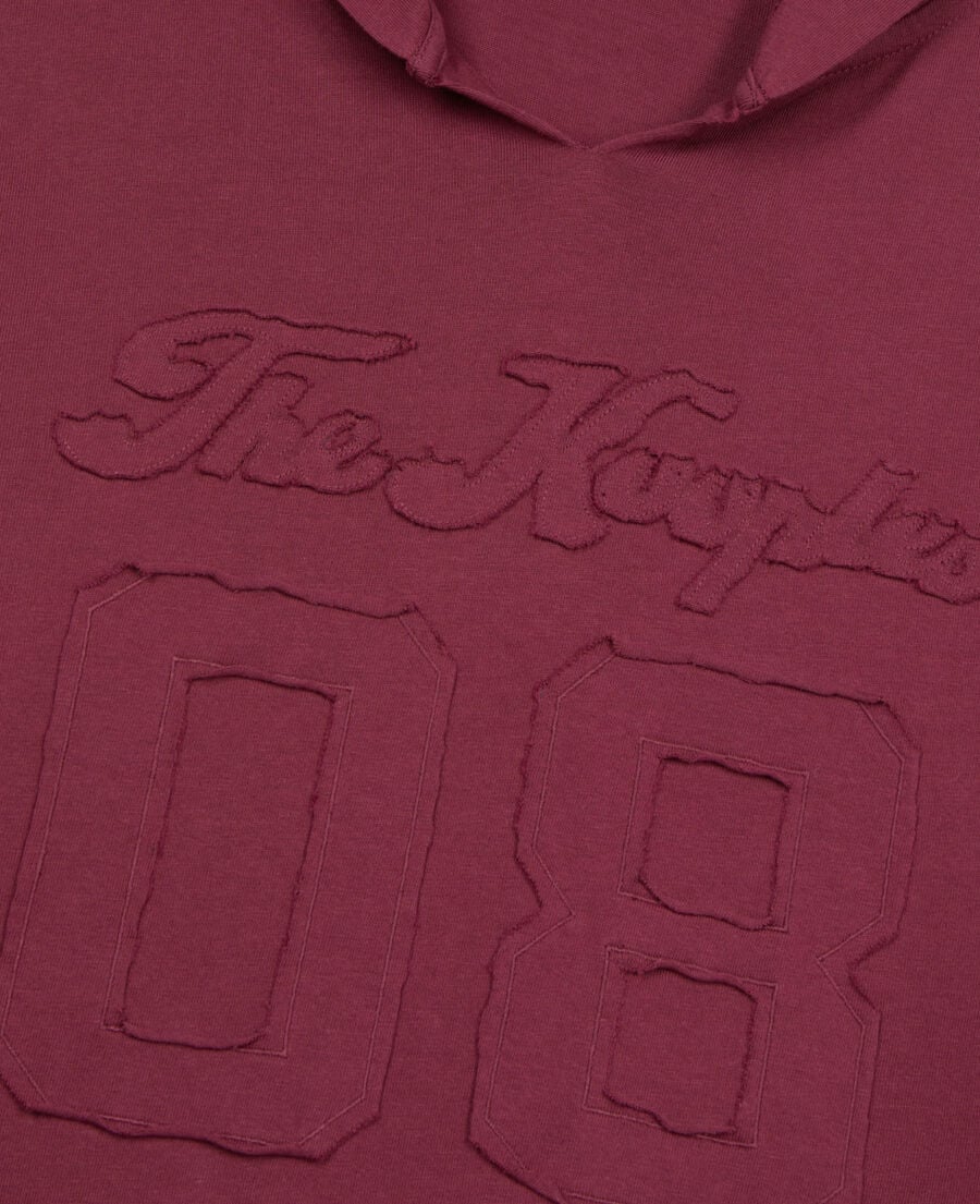 The Kooples H BURGUNDY long-sleeved burgundy hooded t-shirt