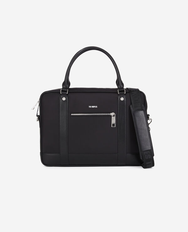 briefcase in black leather and nylon fiber