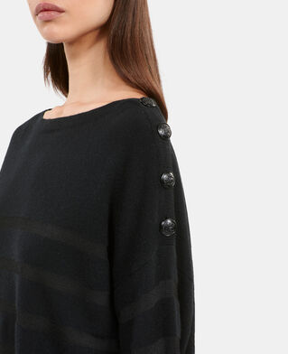 The Kooples FEMME BLACK pull en laine et cachemire &agrave; rayures
