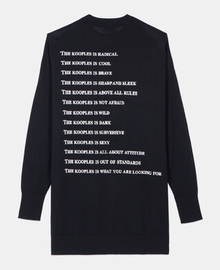 The Kooples DAMEN BLACK RED OFF WHITE schwarzer pullover &bdquo;what is&ldquo; aus wolle