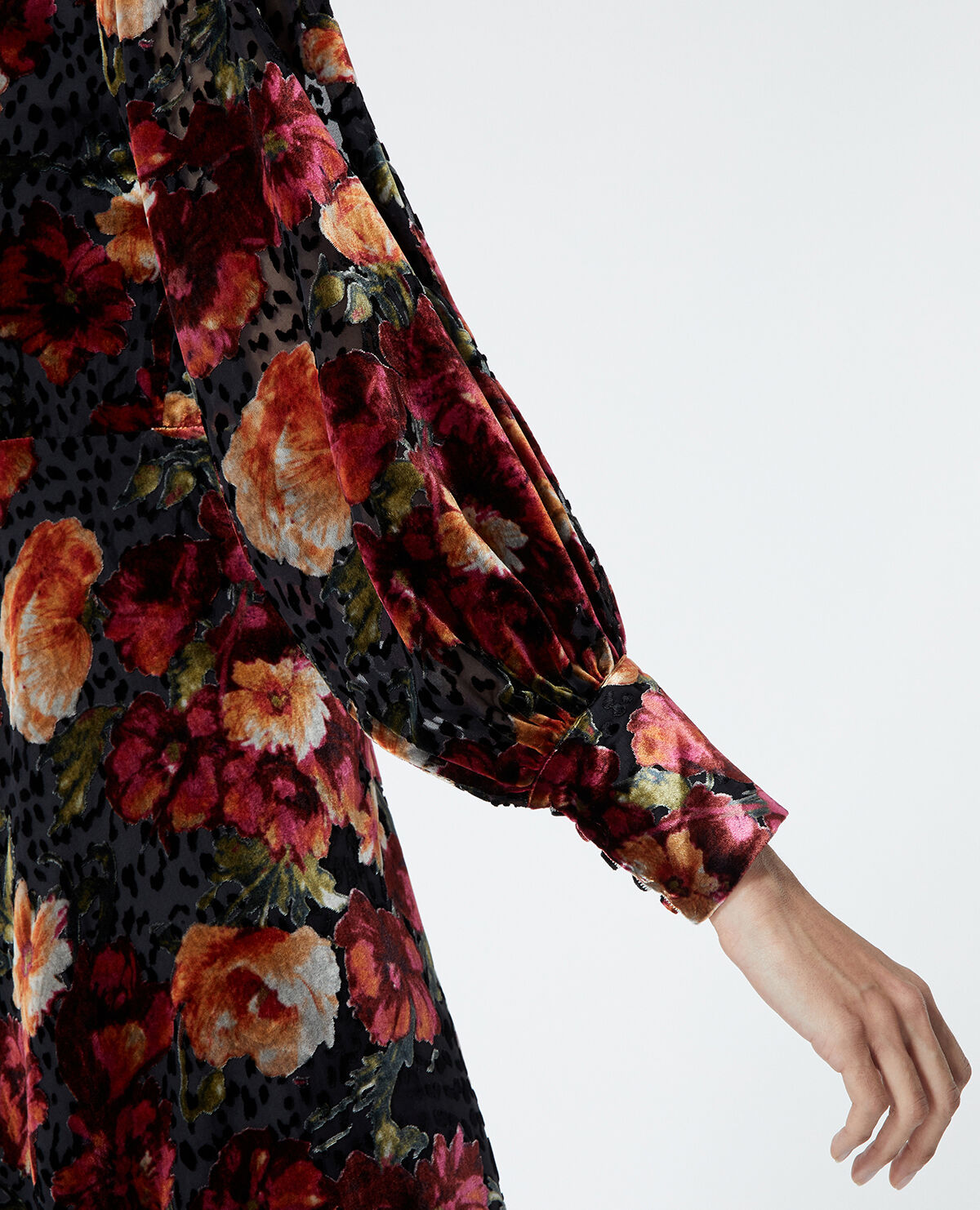 Short velvet dress with floral print The Kooples