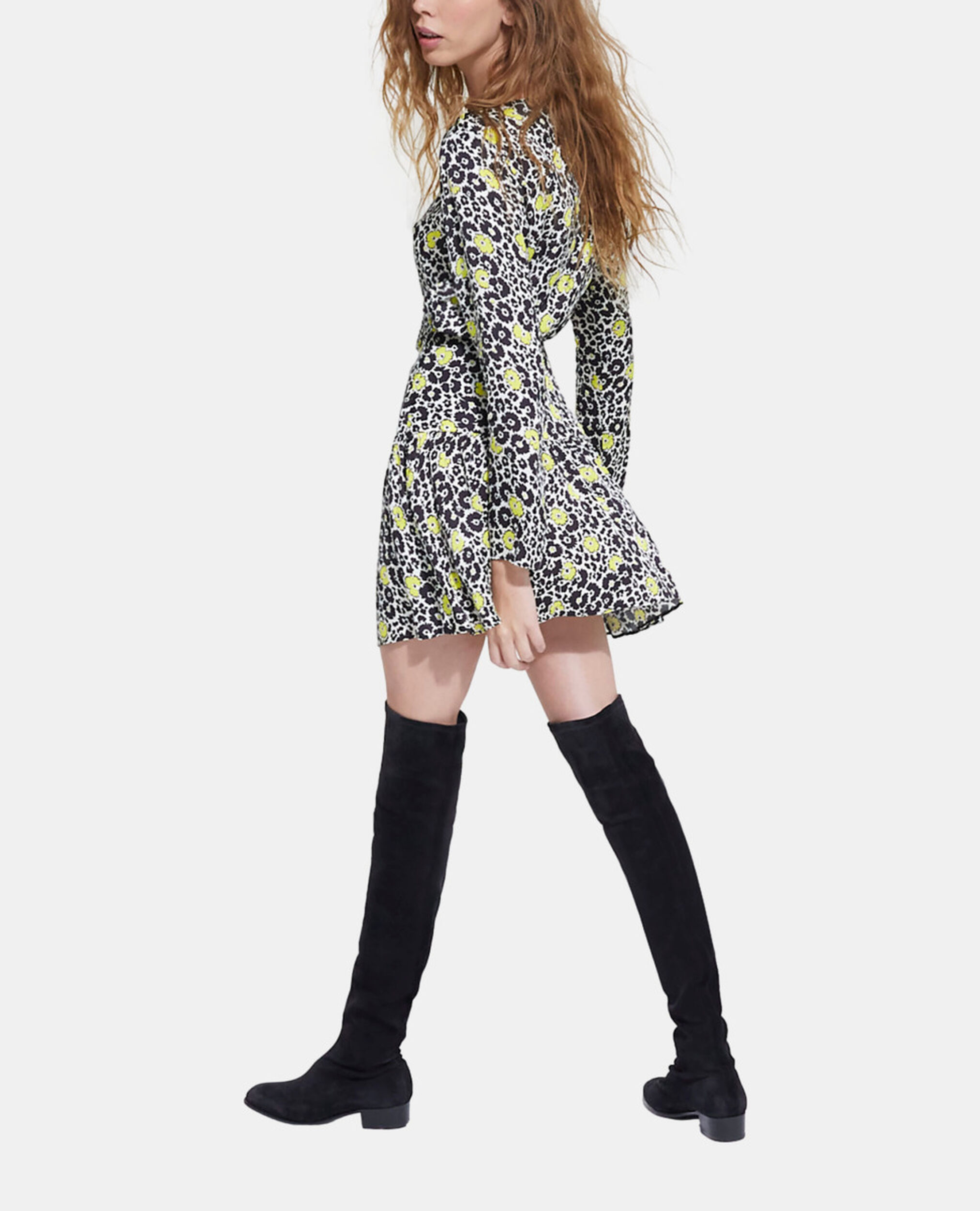 Short floral dress, ECRU / YELLOW, hi-res image number null