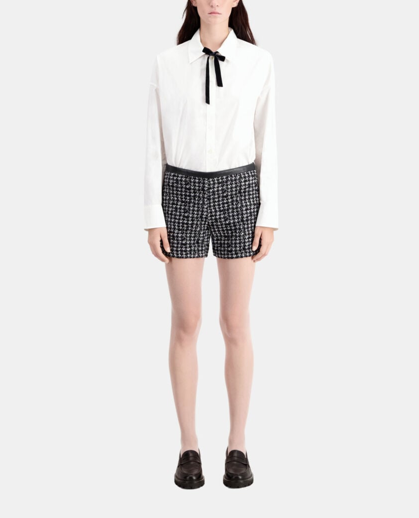 The Kooples FEMME BLACK WHITE short noir en tweed