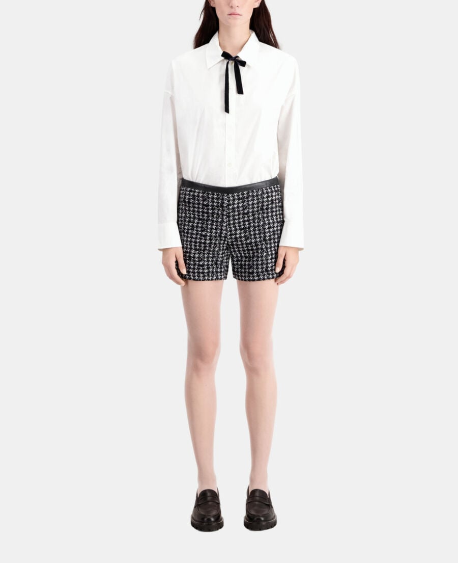 The Kooples FEMME BLACK WHITE short noir en tweed
