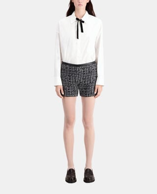 The Kooples FEMME BLACK WHITE short noir en tweed