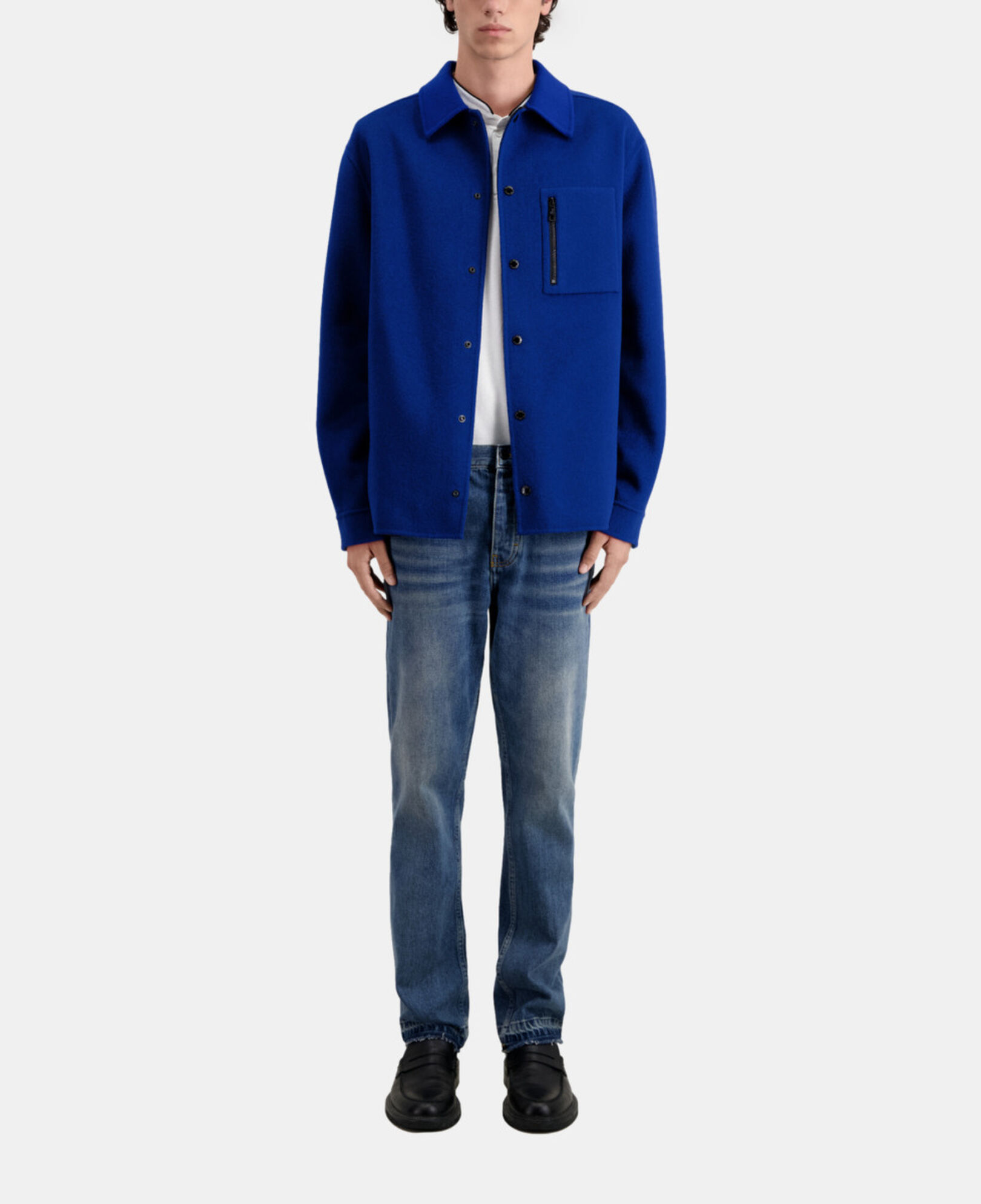 The Kooples HOMBRE ROYAL BLUE - DARK NAVY chaqueta tipo sobrecamisa azul mezcla lana
