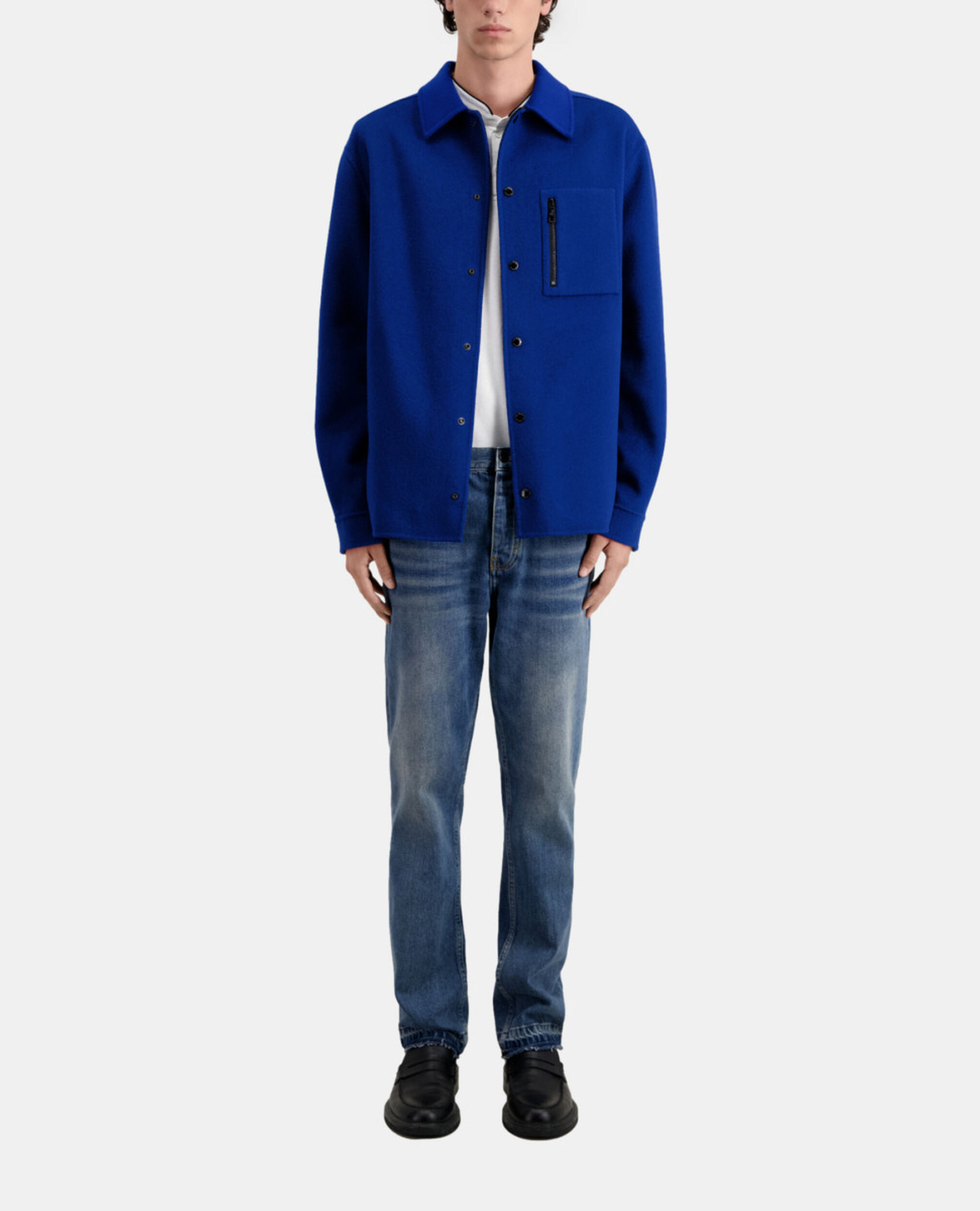Chaqueta tipo sobrecamisa azul mezcla lana, ROYAL BLUE - DARK NAVY, hi-res image number null