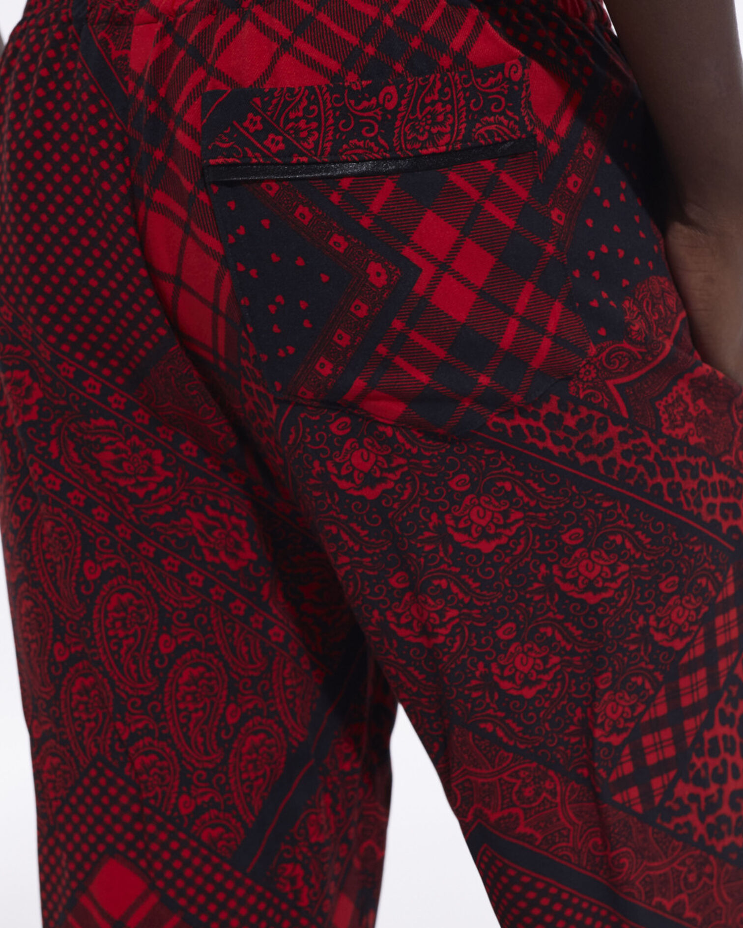 Straight printed pants, RED / BLACK, hi-res image number null