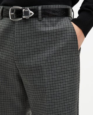 The Kooples HOMME GREY pantalon de costume droit en pied de poule noir et gris