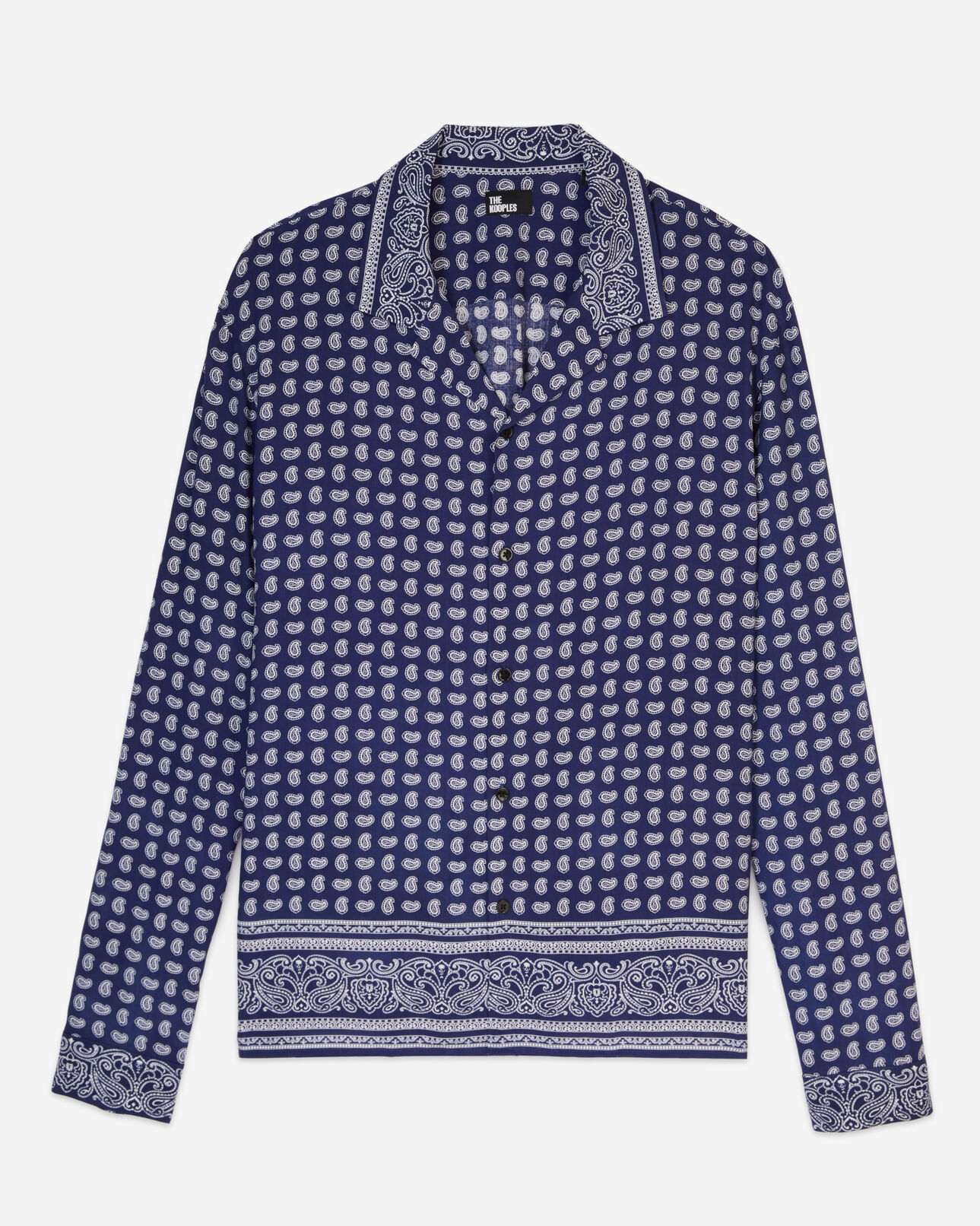 The Kooples MEN BLUE blue and white paisley print long sleeve shirt