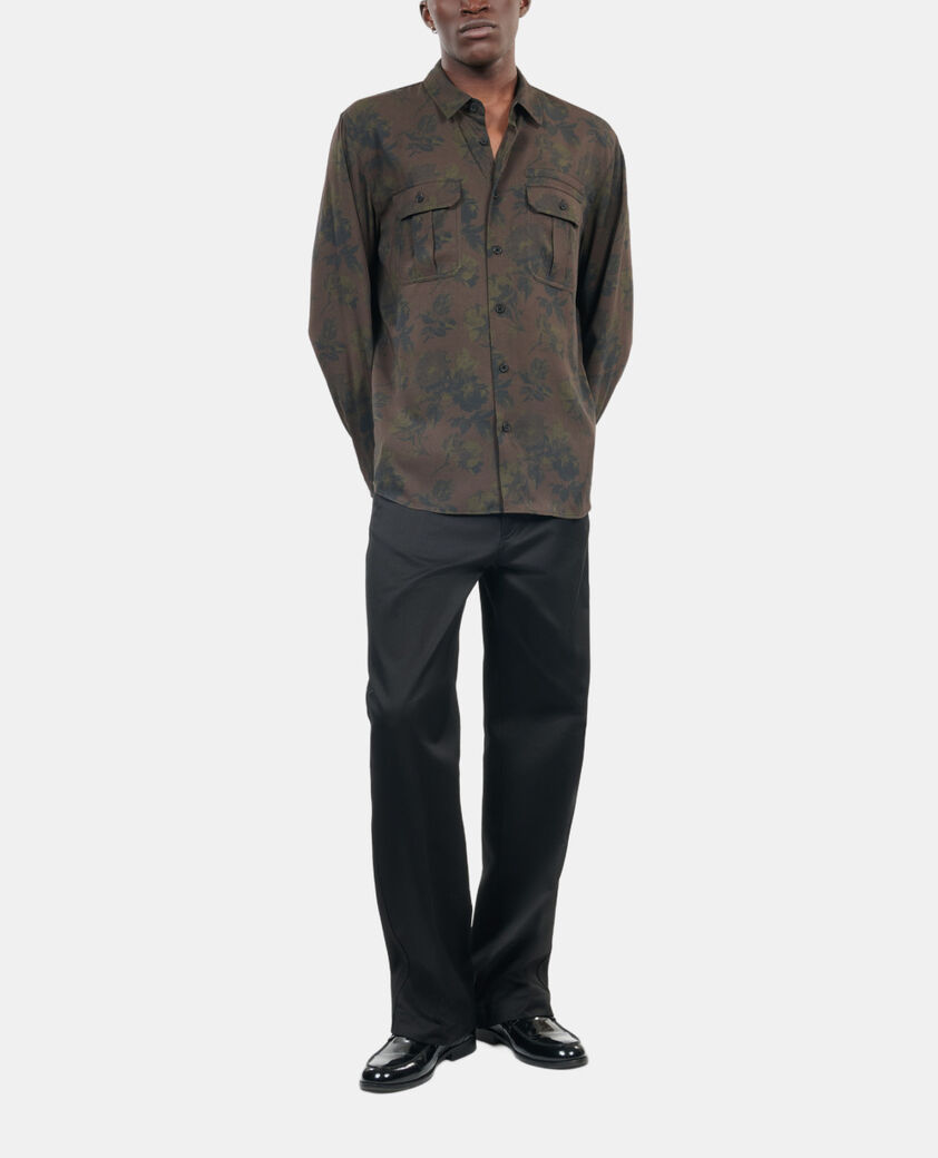 The Kooples MEN DARK BROWN floral print shirt