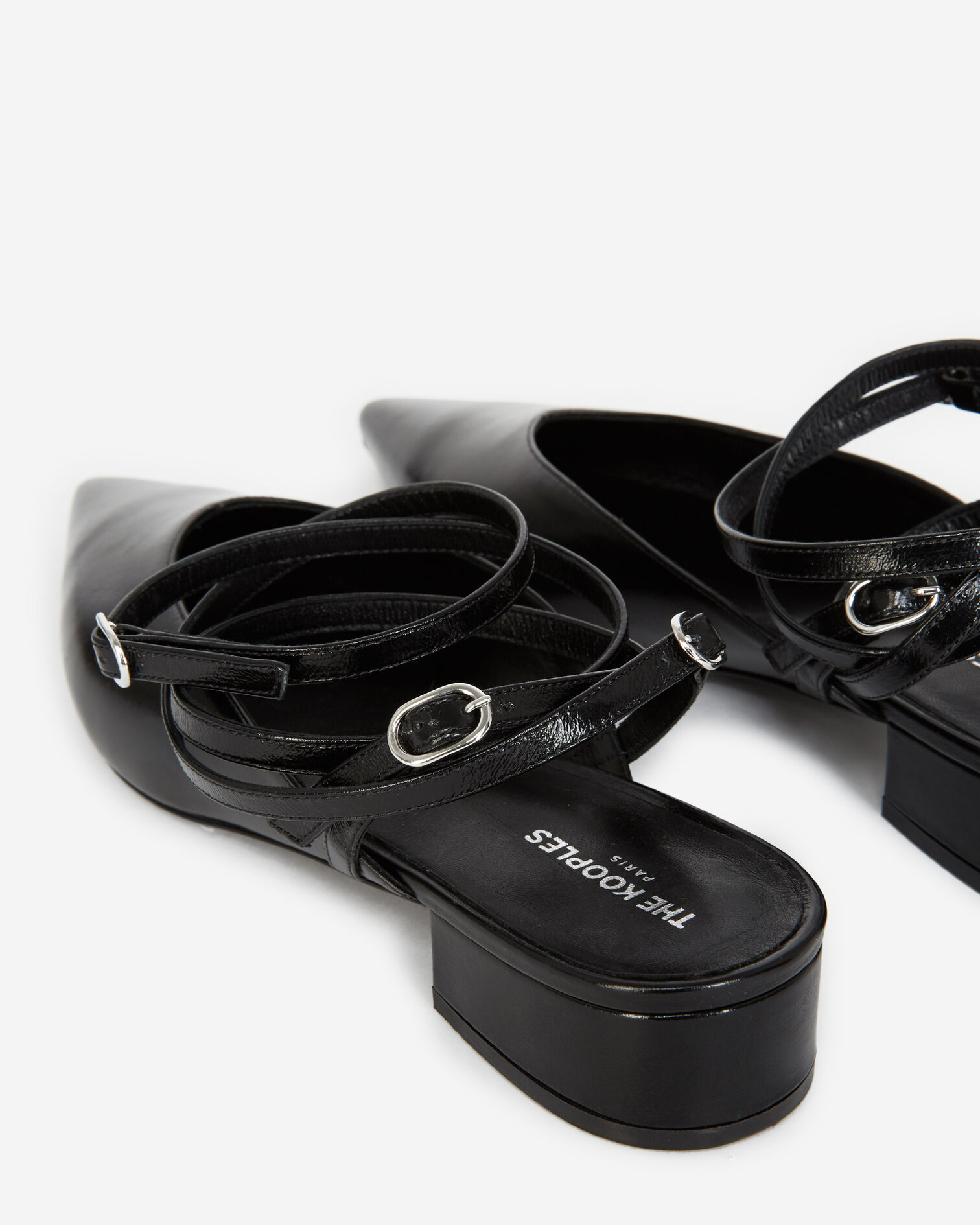Flat black sandals with ankle tie, BLACK, hi-res image number null