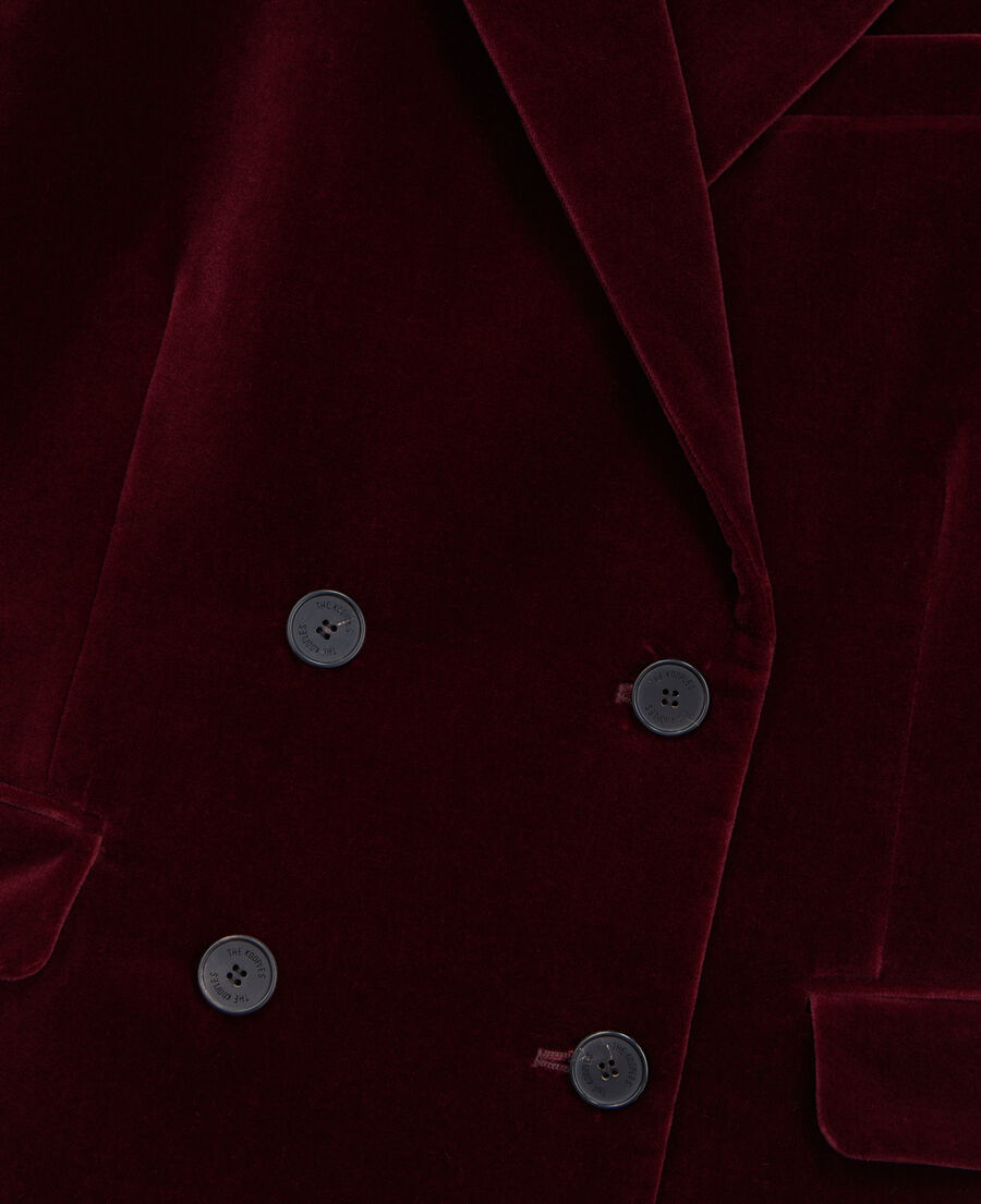 short burgundy velvet suit jacket
