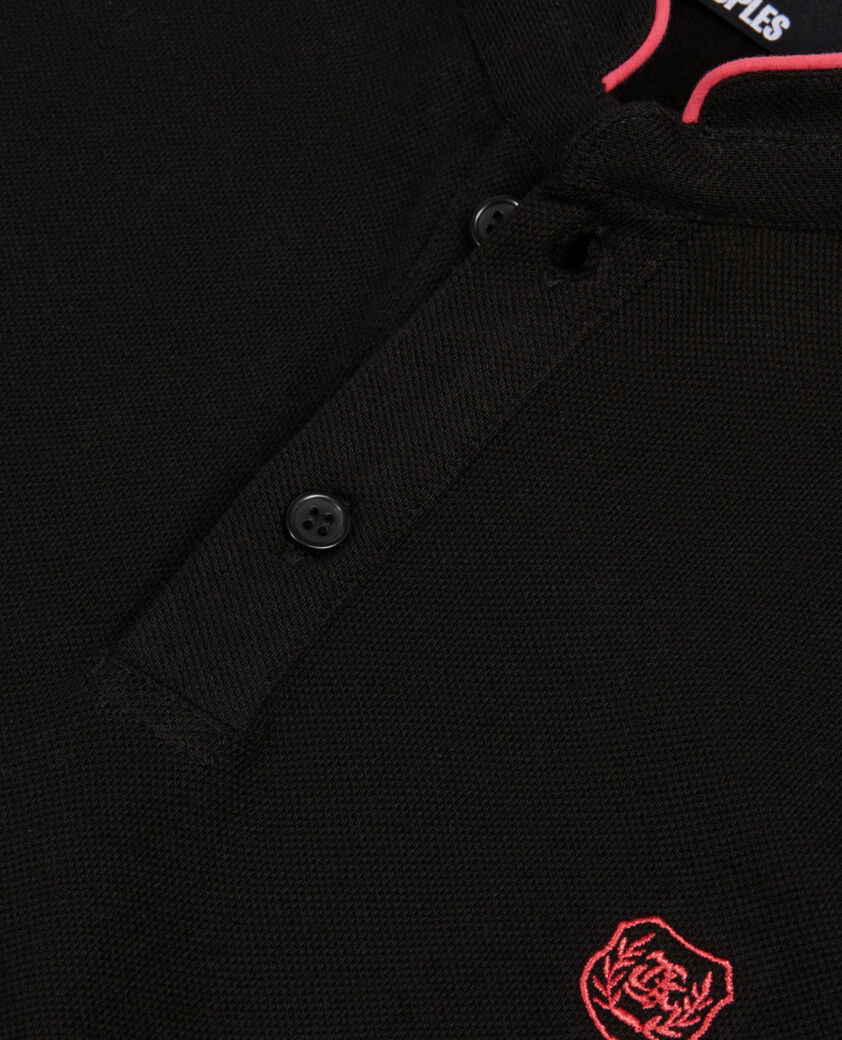 The Kooples HOMME NOIR ROSE polo en coton piqu&eacute; noir