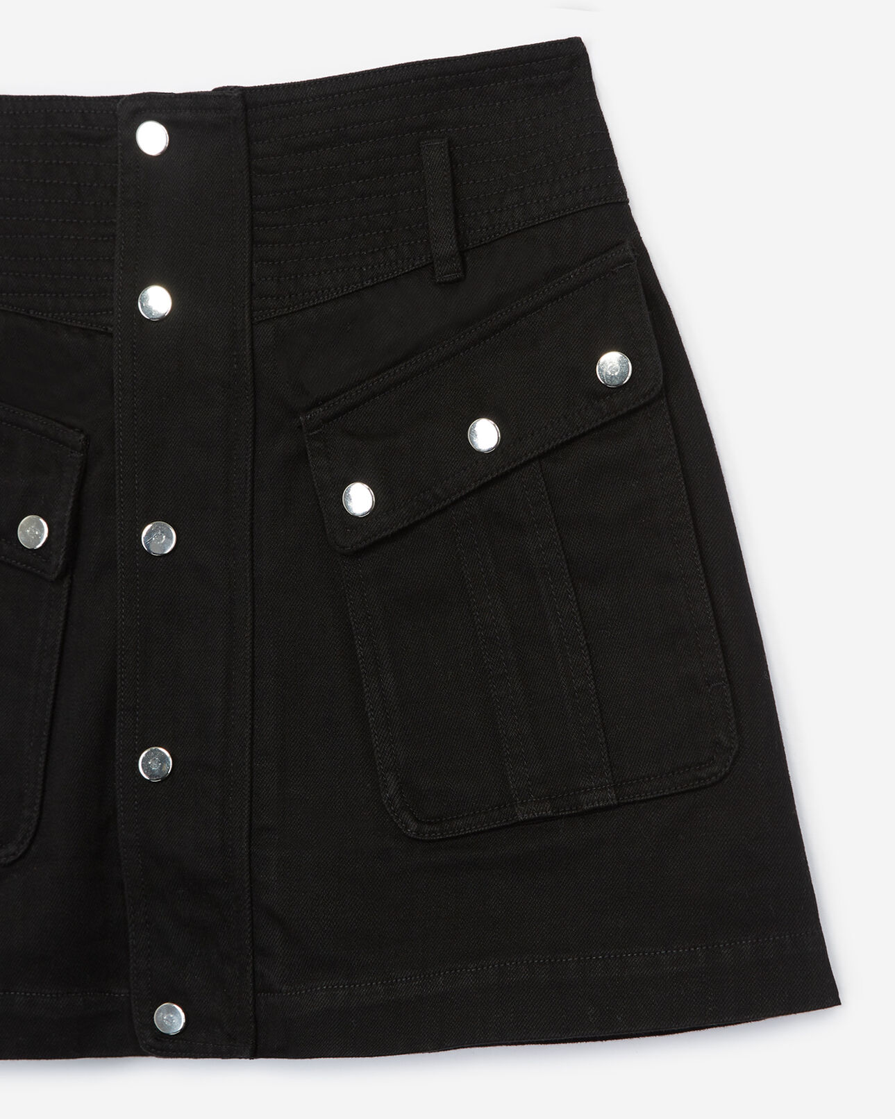 The Kooples FEMME BLACK jupe jean noir à boutons-pression