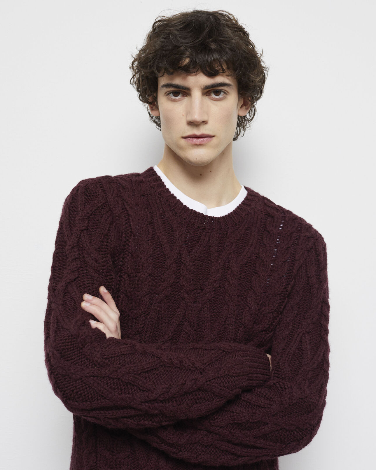 The Kooples HOMME BURGUNDY pull en laine rouge