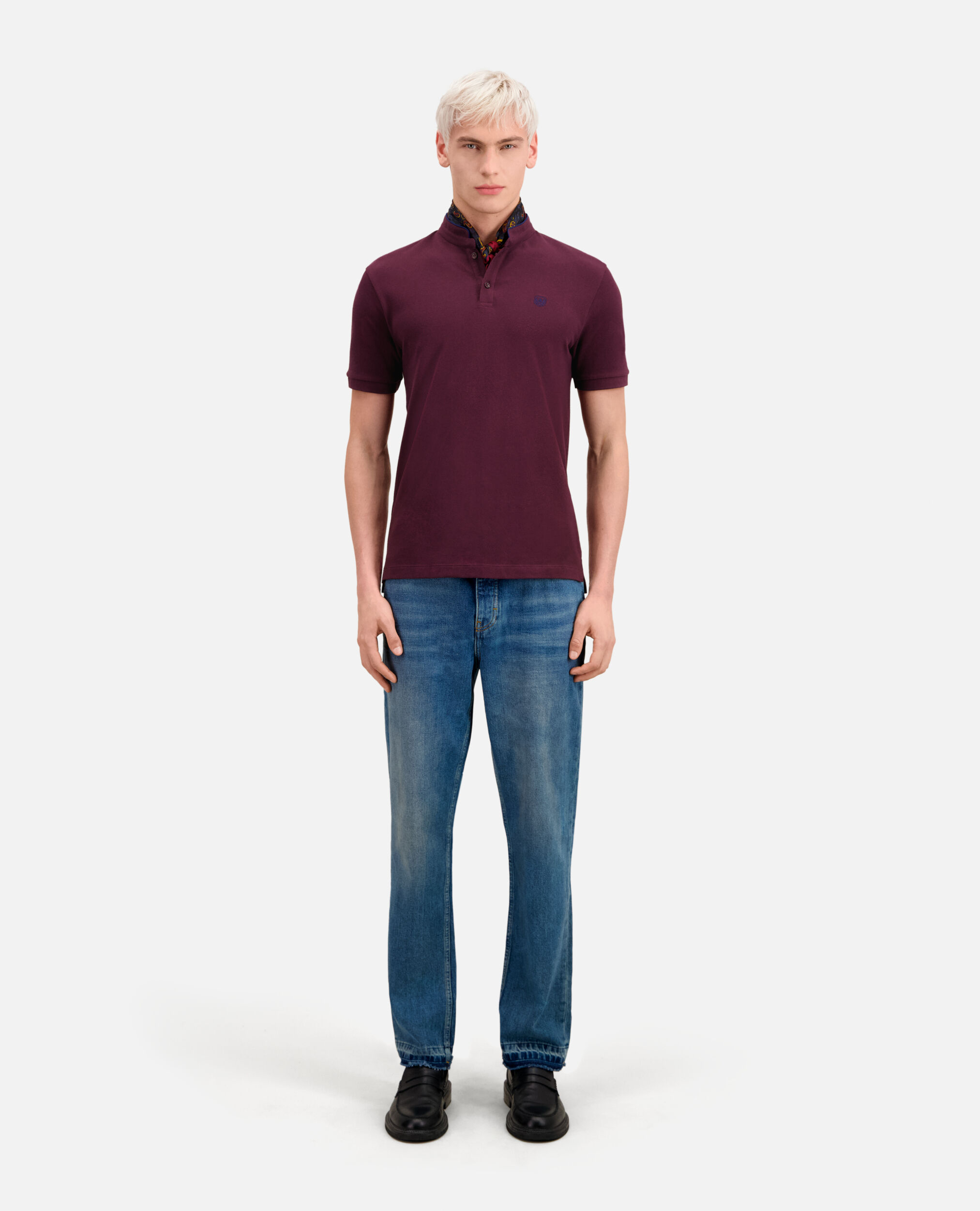 Burgundy cotton polo t-shirt, BORDEAUX, hi-res image number null