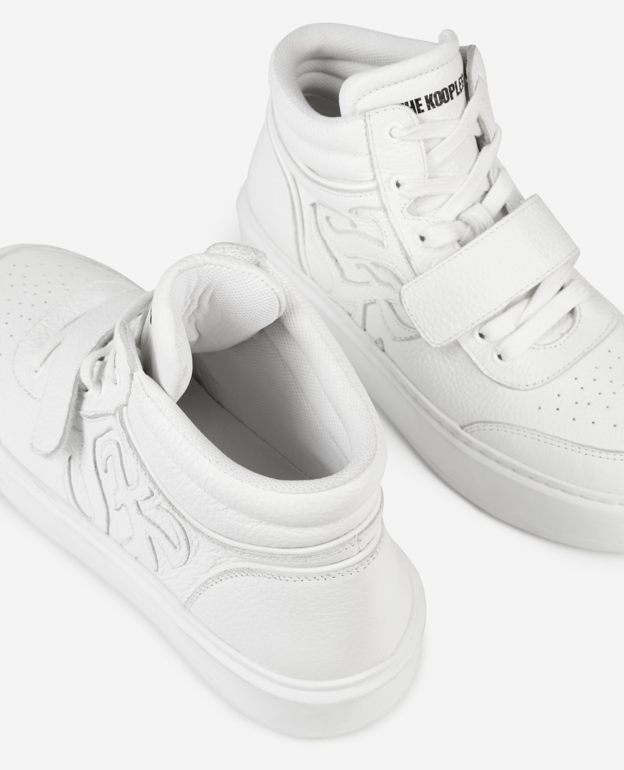 High top on sale white leather sneakers
