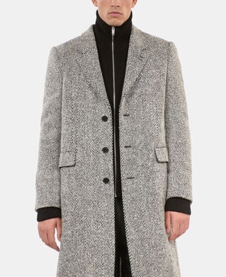 The Kooples H BLACK WHITE long black and white herringbone coat