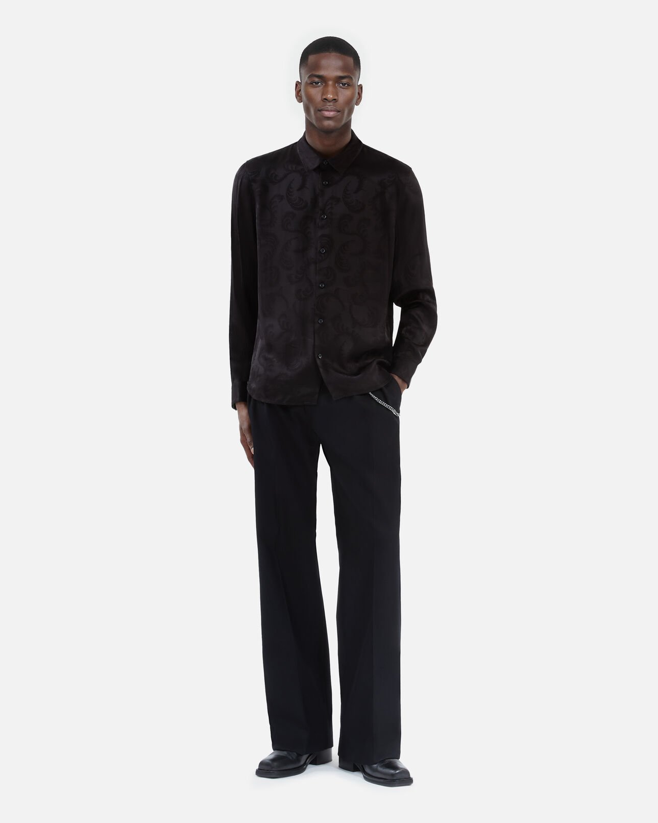 The Kooples HERREN BLACK schwarzes jacquardhemd mit federdruck