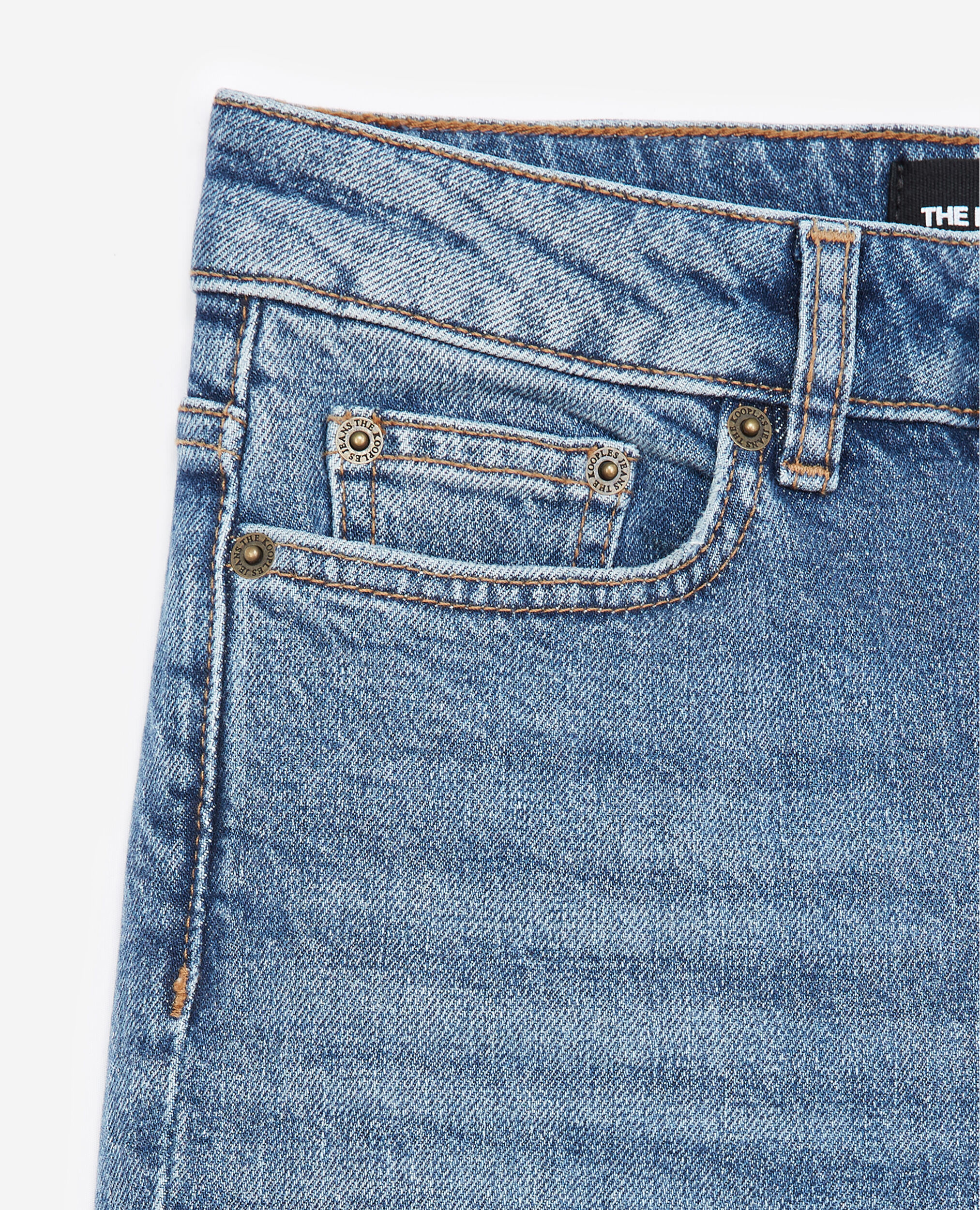 Blue faded jeans with visible buttons, LIGHT BLUE, hi-res image number null