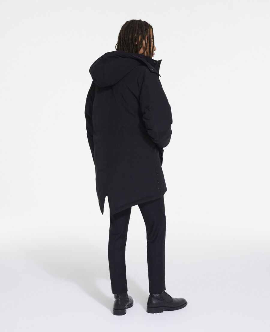 black hooded parka