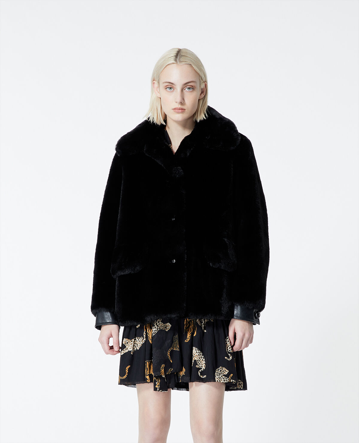 Short black faux fur jacket new arrivals