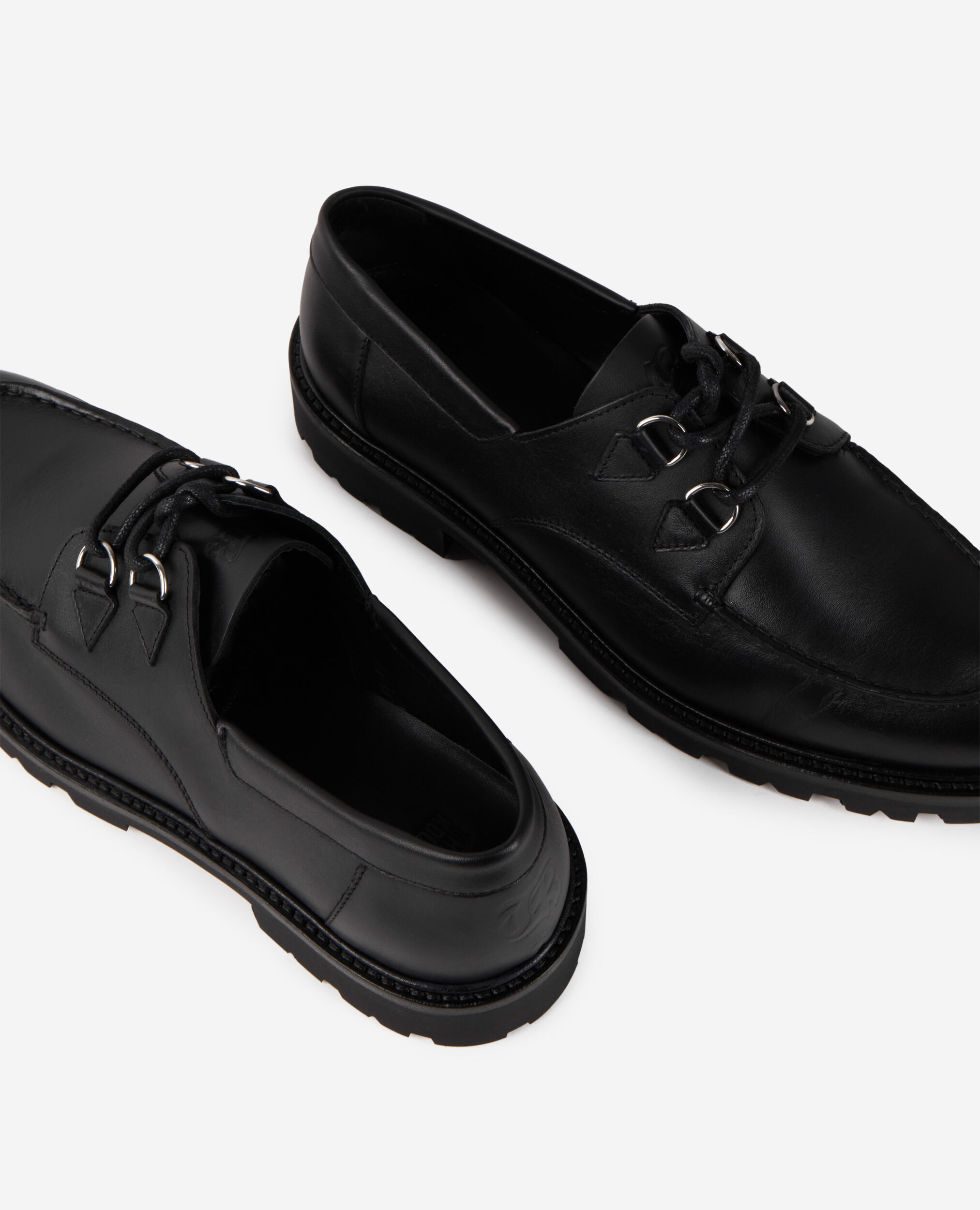 Black leather derbies with laces, BLACK, hi-res image number null