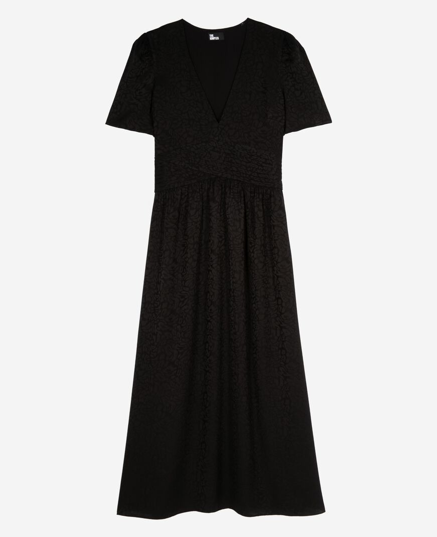 The Kooples FEMME BLACK robe longue en jacquard noire