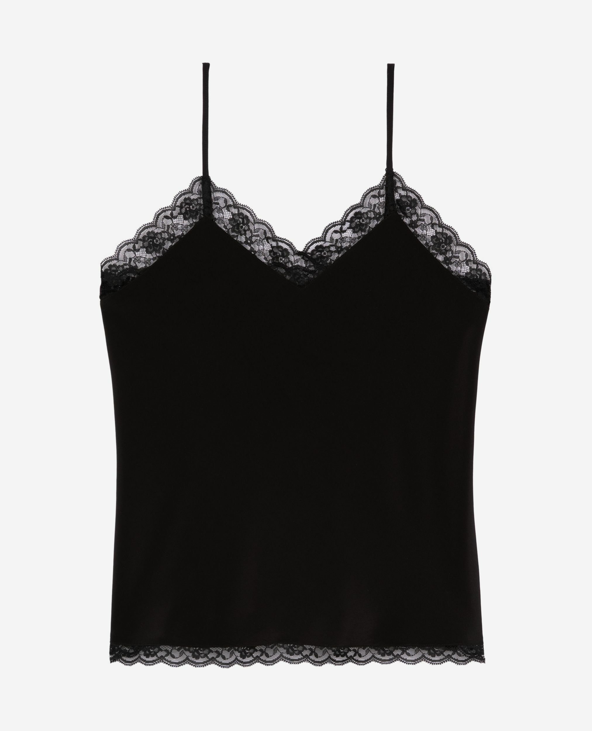 Caraco en soie et dentelle noir, BLACK, hi-res image number null