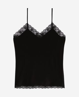 The Kooples FEMME BLACK caraco en soie et dentelle noir