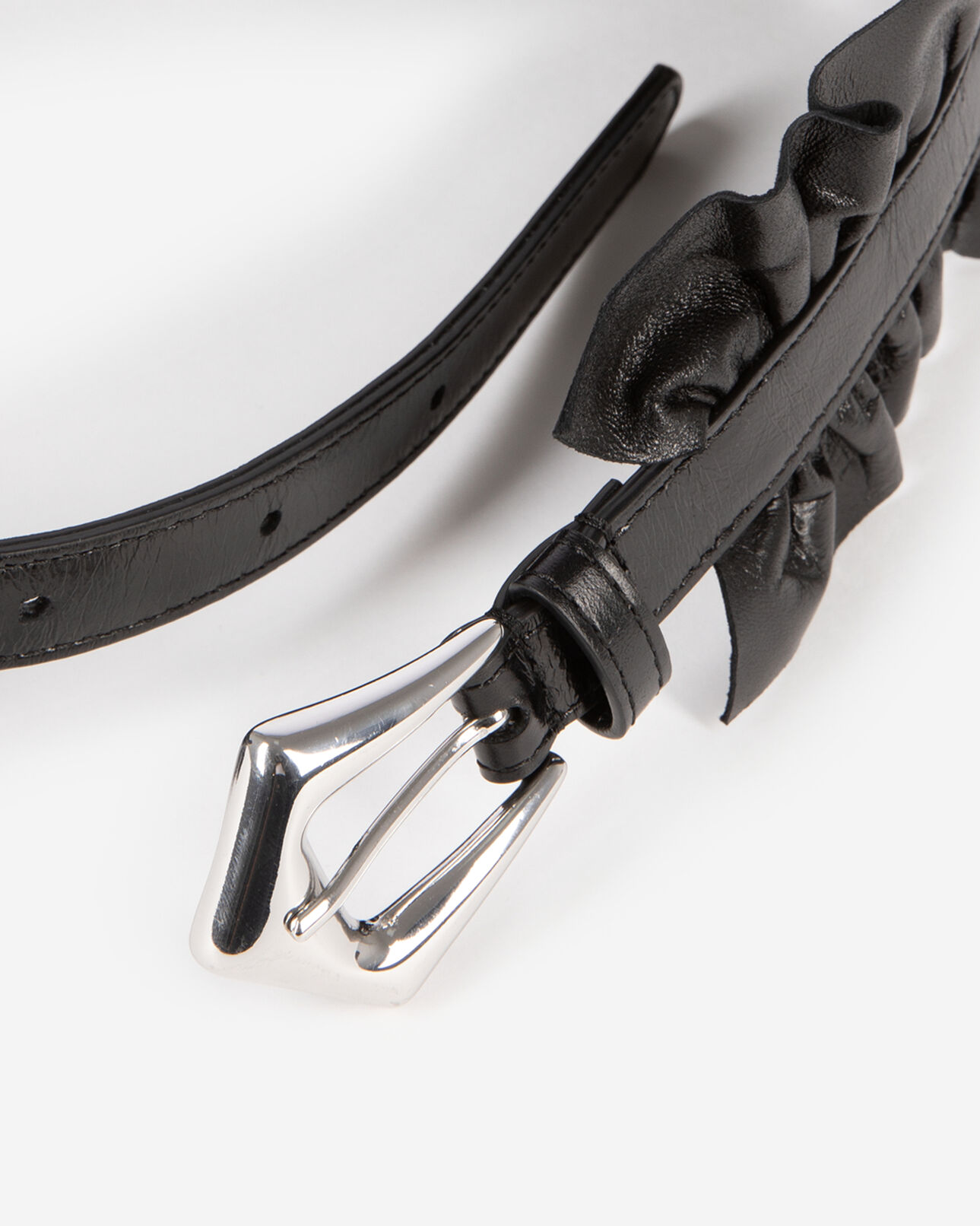 The Kooples WOMEN BLACK wide belt with black leather gathers
