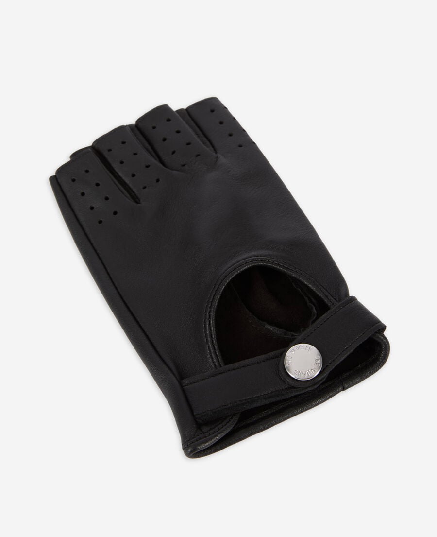 The Kooples F BLACK black leather driving gloves
