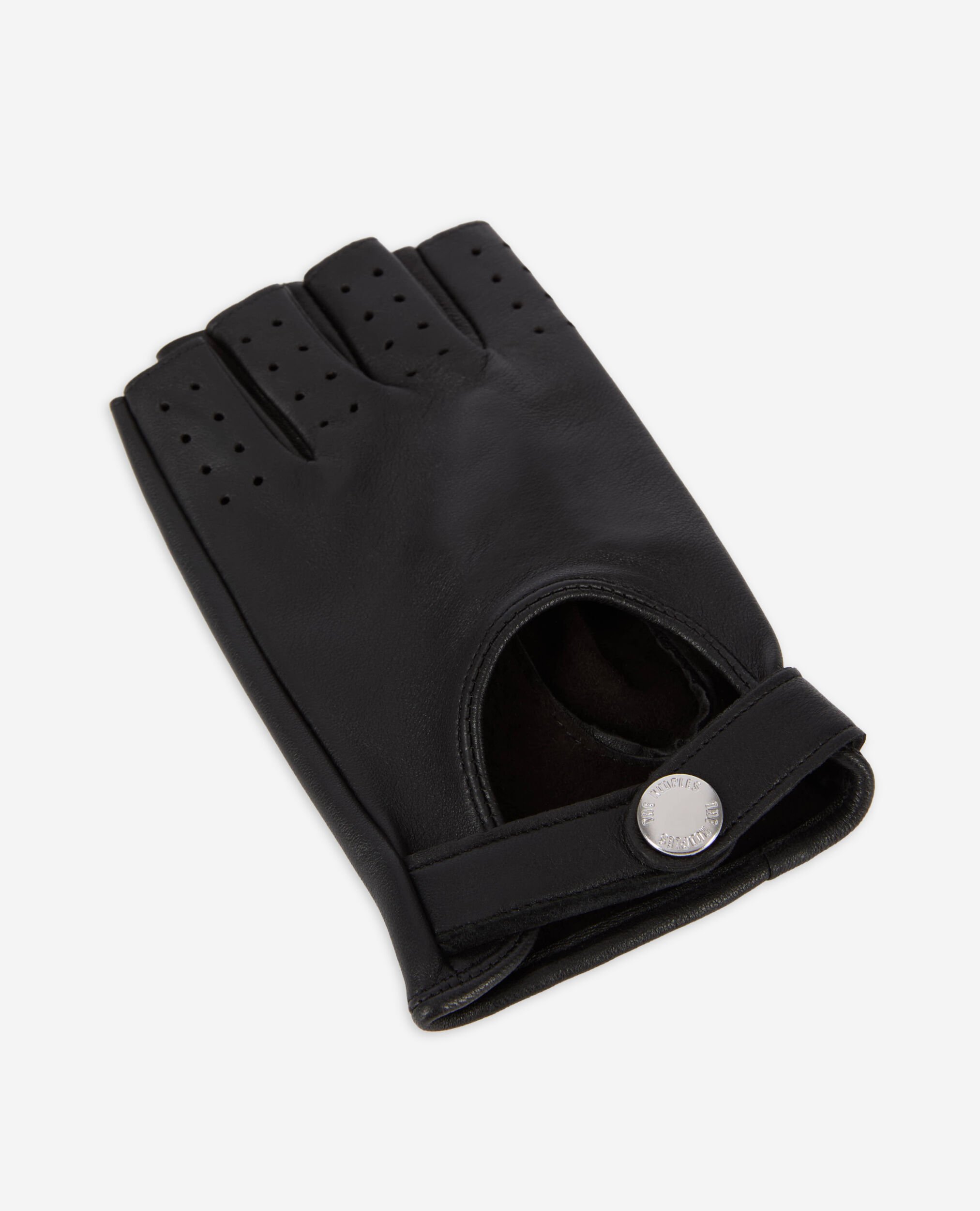 Black leather driving gloves, BLACK, hi-res image number null