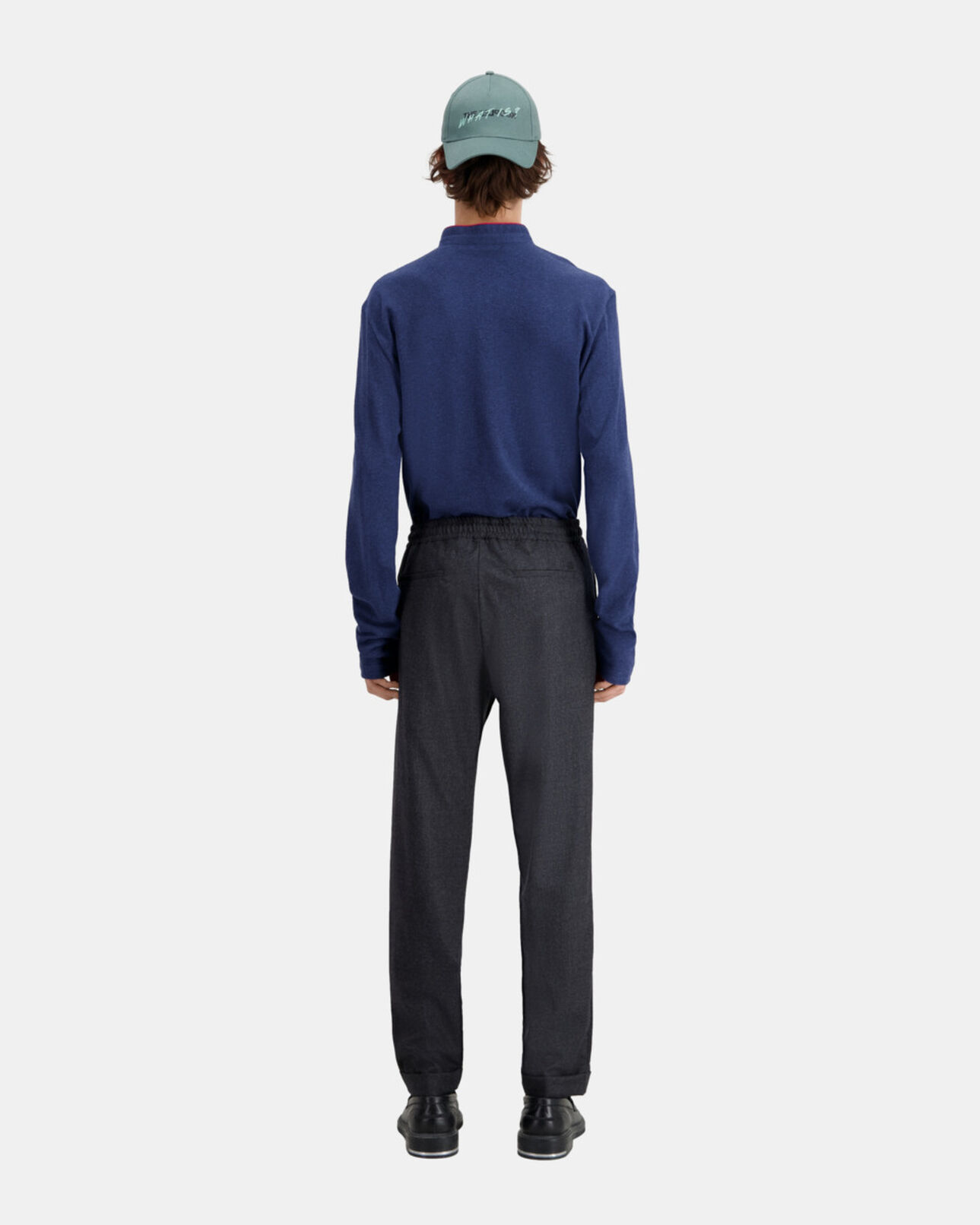 The Kooples HOMME DARK GREY pantalon gris en flanelle