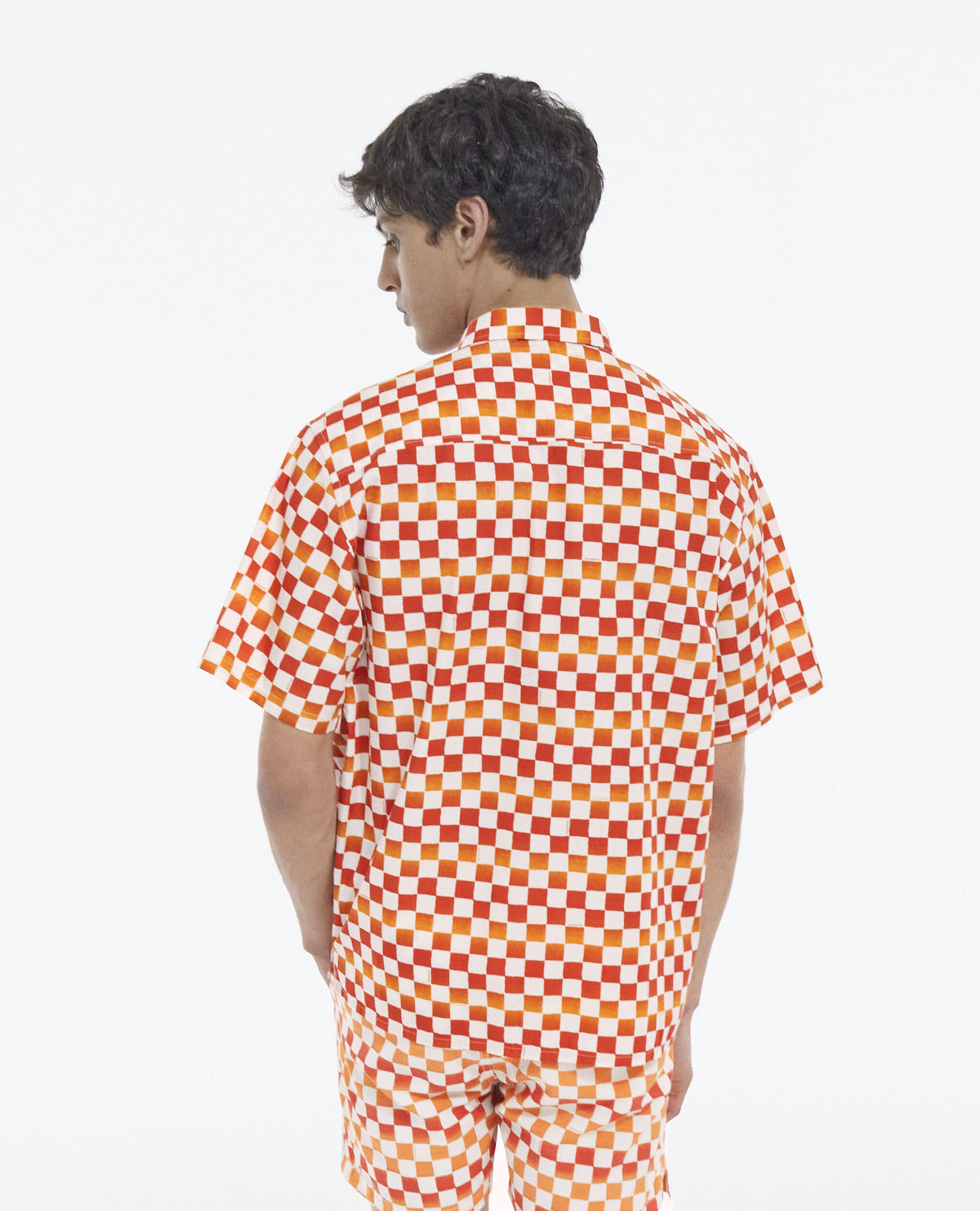 Baumwollhemd mit Schachmuster in Orange, ORANGE RED, hi-res image number null