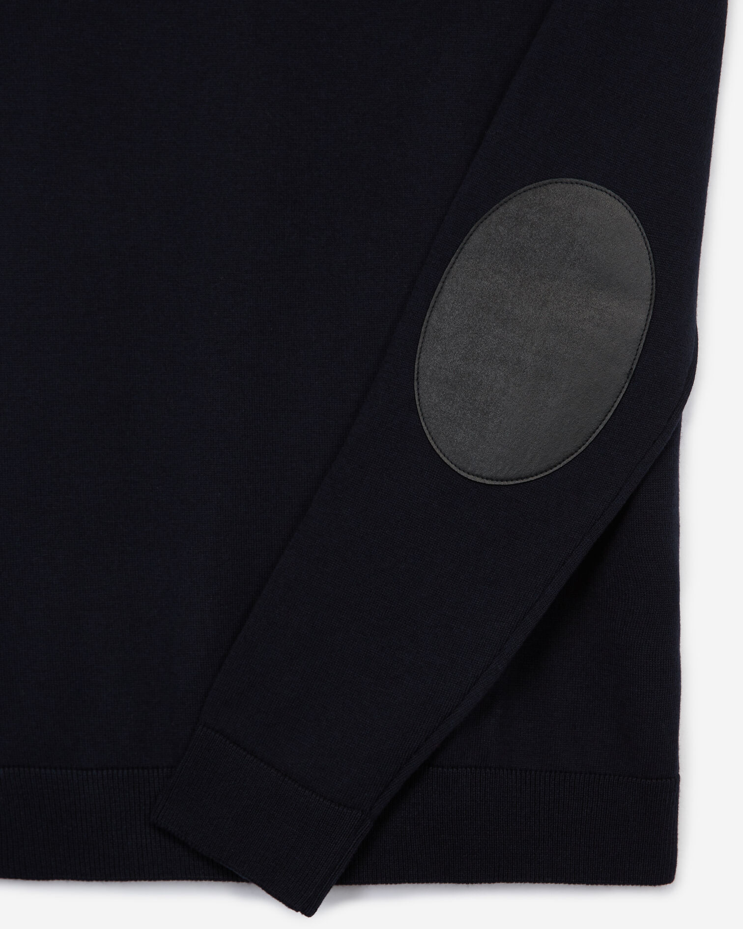 Pull laine bleu col rond à coudières, NAVY, hi-res image number null
