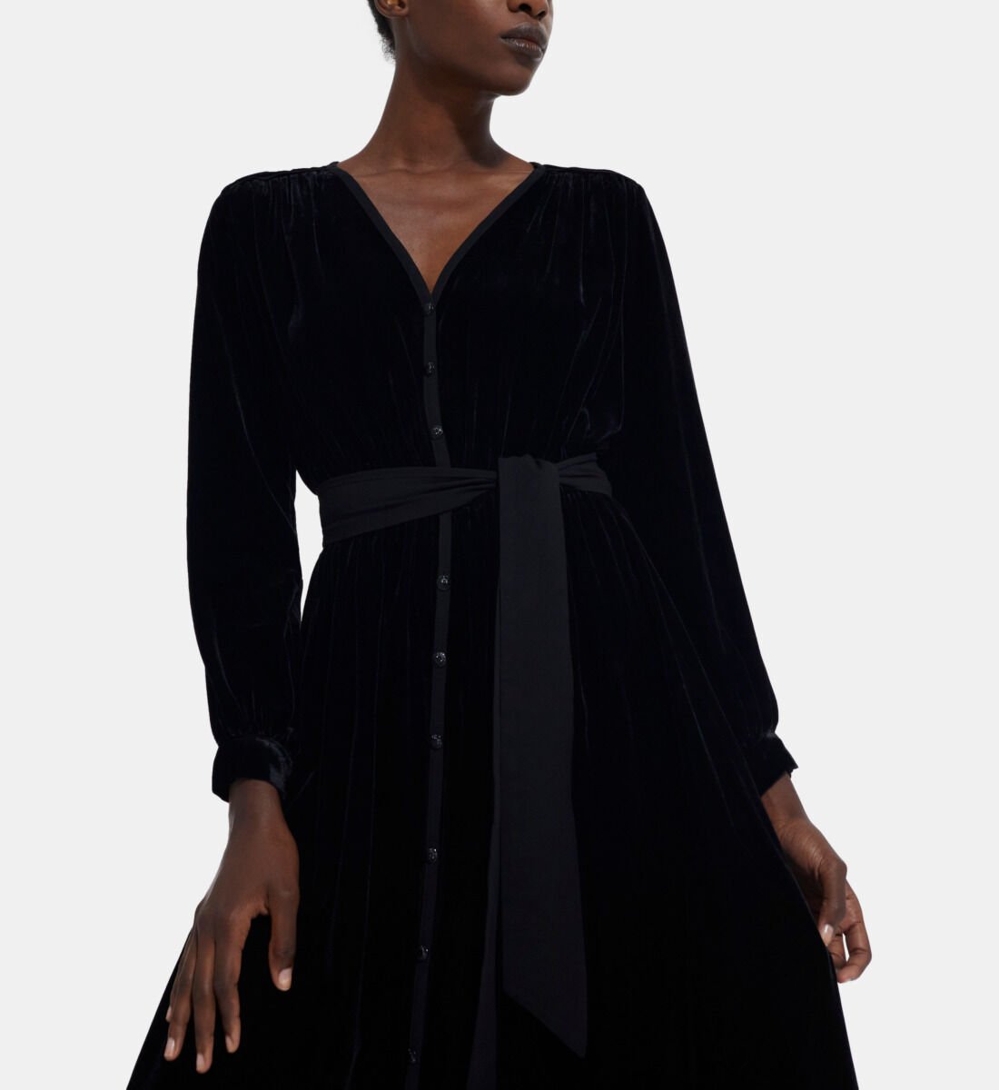 Velvet long sleeve black dress hotsell