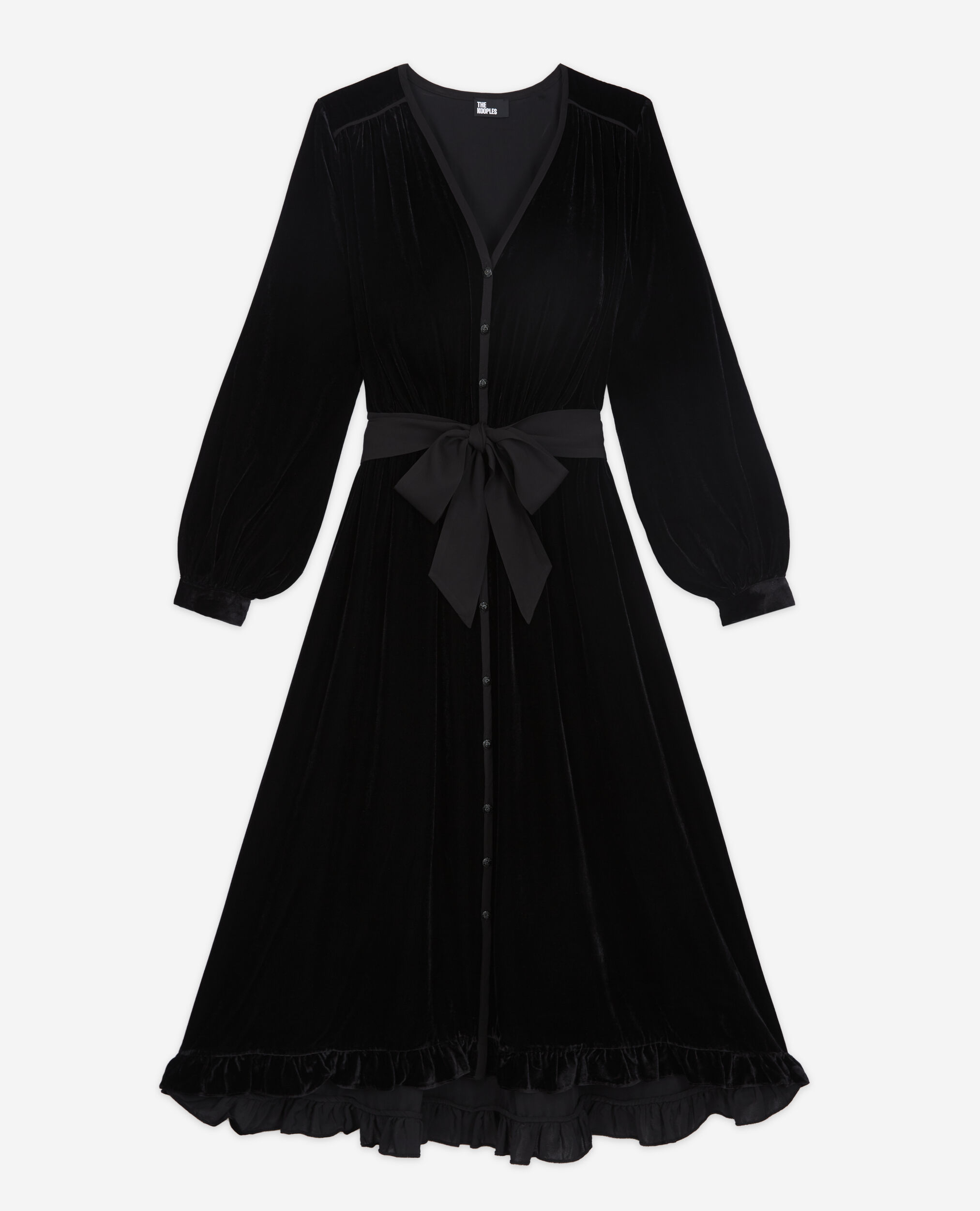 Long black velvet dress, BLACK, hi-res image number null