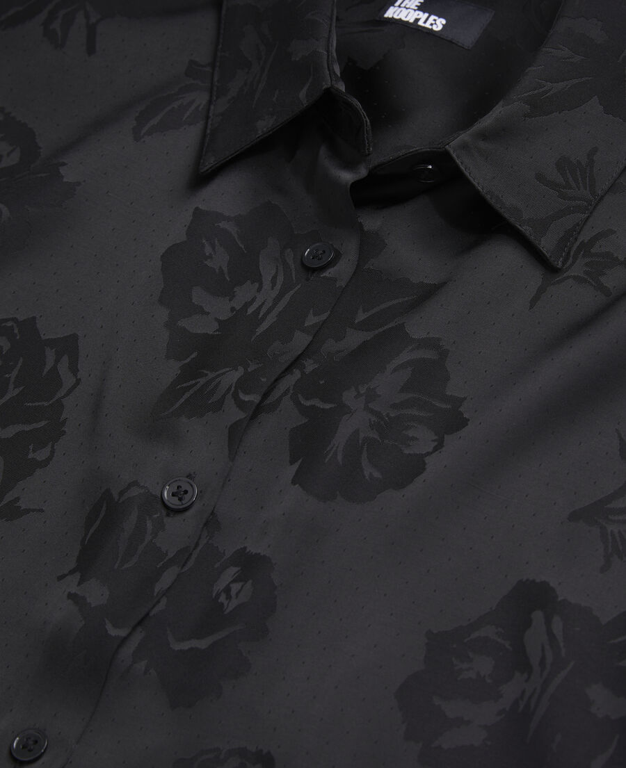 chemise jacquard fleurie noire