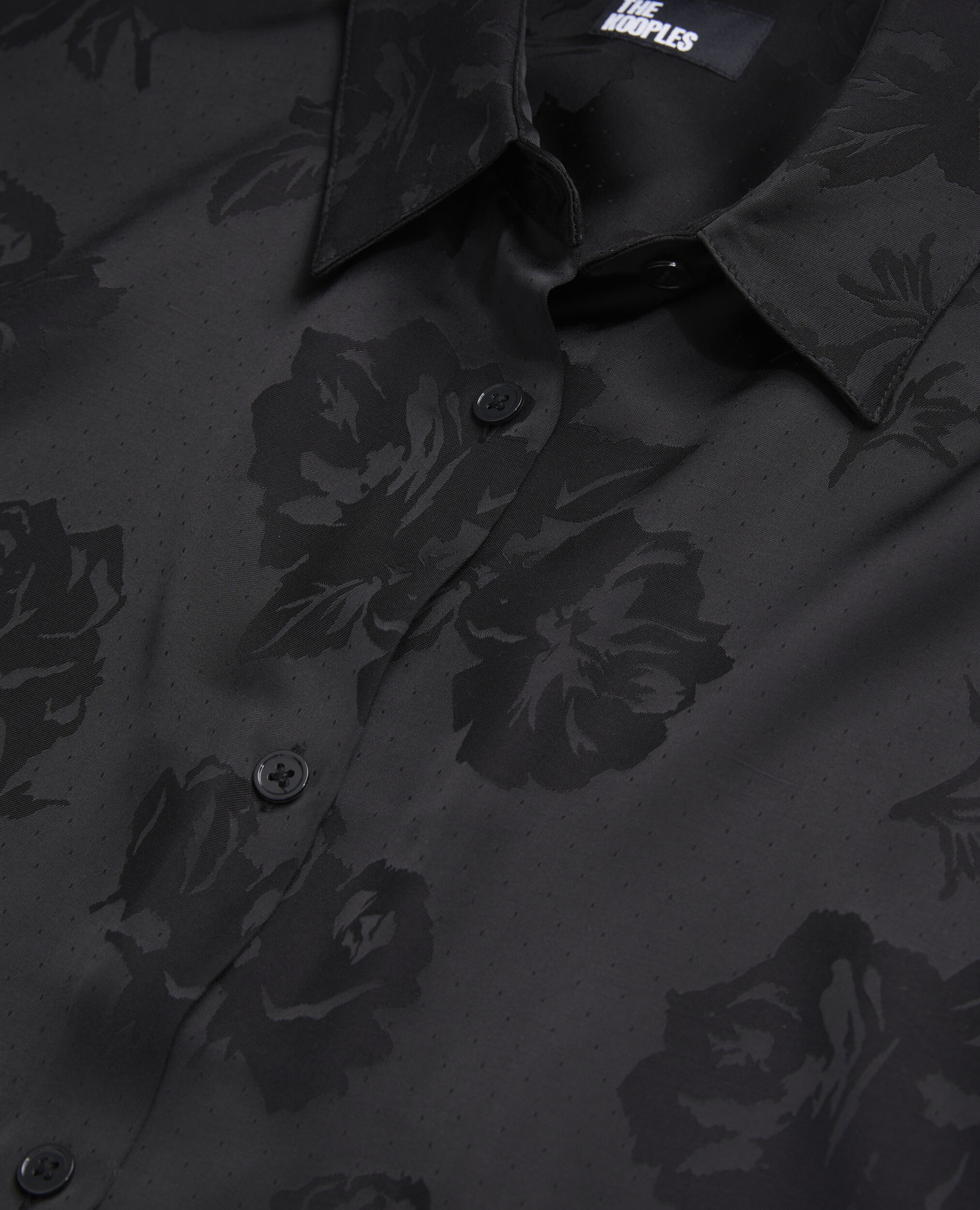 Chemise jacquard fleurie noire, BLACK, hi-res image number null