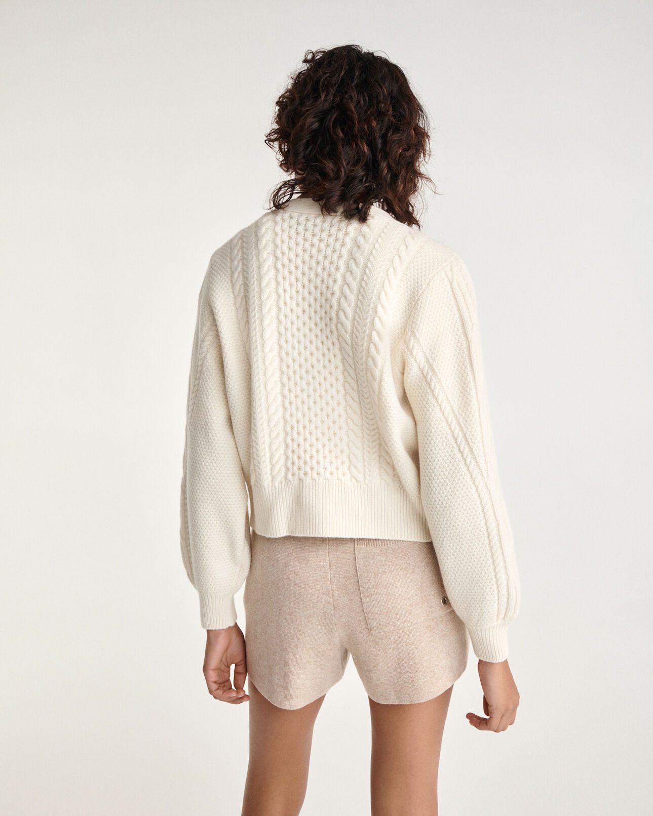 The Kooples DAMEN ECRU cardigan wolle ecrufarben schmuckknöpfe