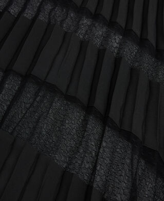 The Kooples FEMME BLACK jupe longue plissée avec dentelle noire