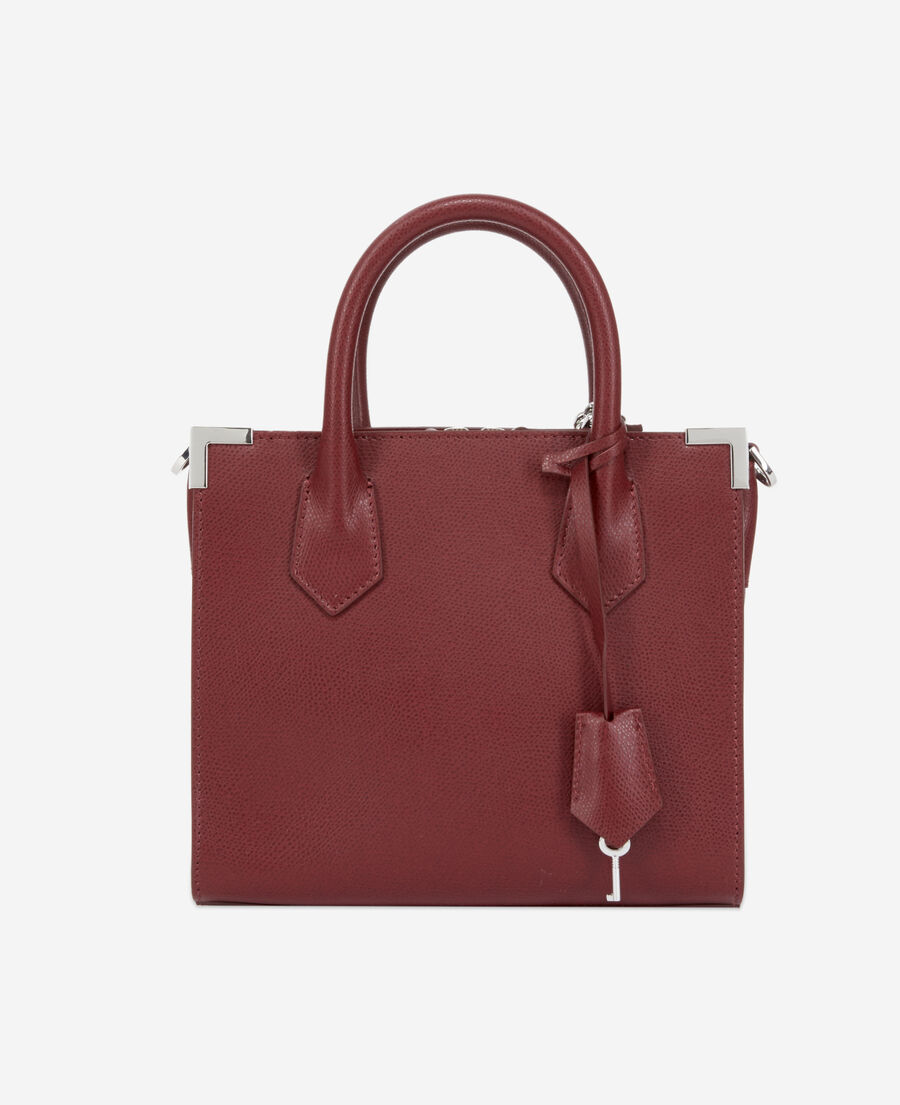 medium ming bag in burgundy grained leather