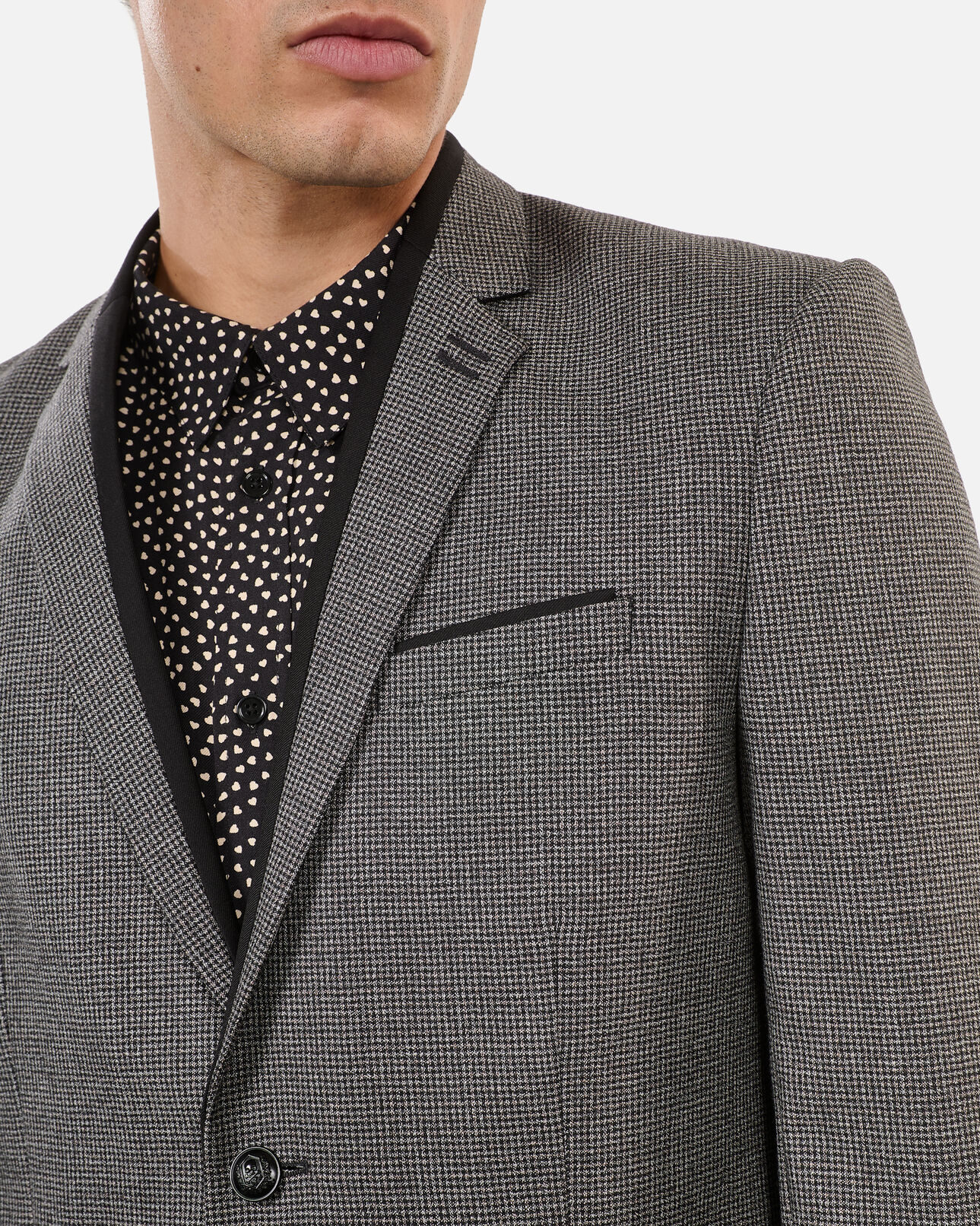 The Kooples HOMME BLACK GREY veste de costume pied de poule noir et blanc