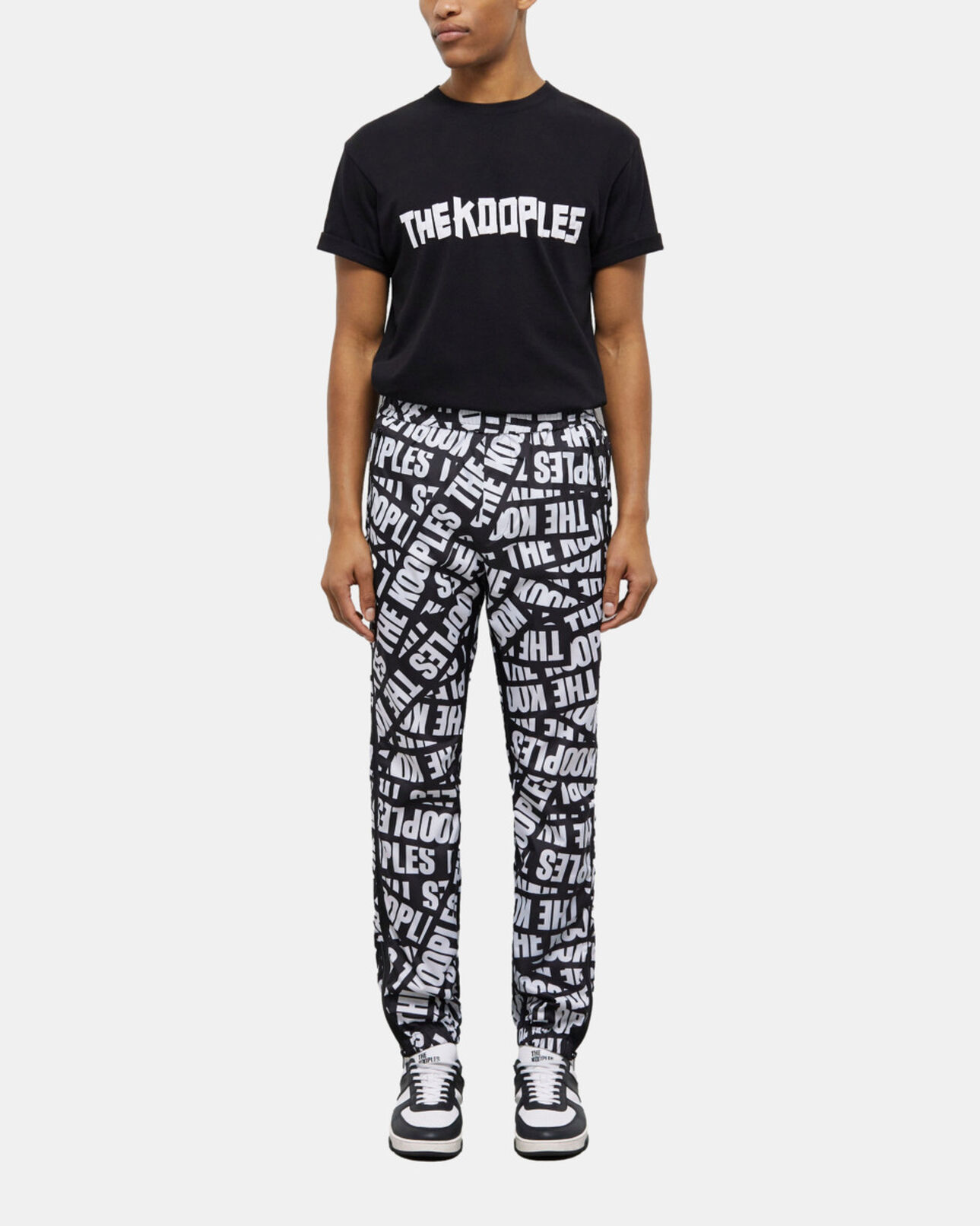 The Kooples HERREN BLACK / WHITE jogginghose mit logo-tape