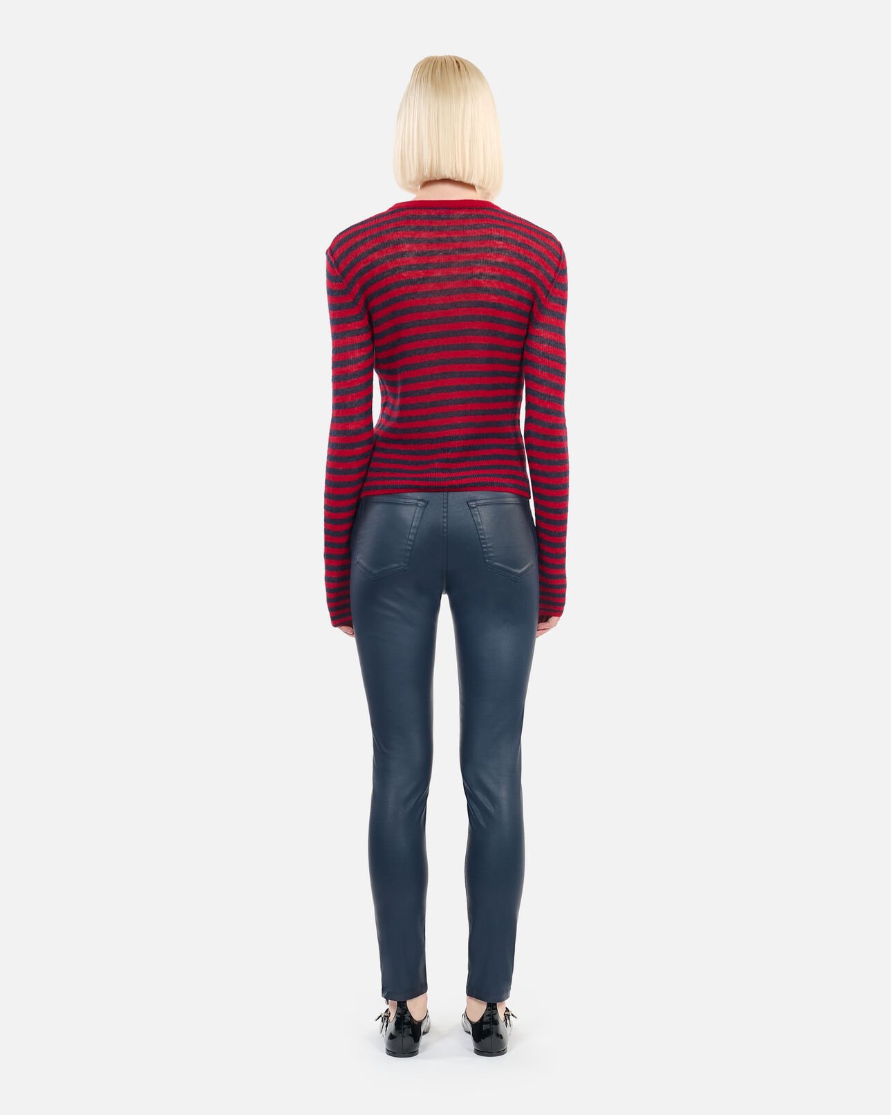 The Kooples WOMEN NAVY navy blue leather-effect skinny jeans
